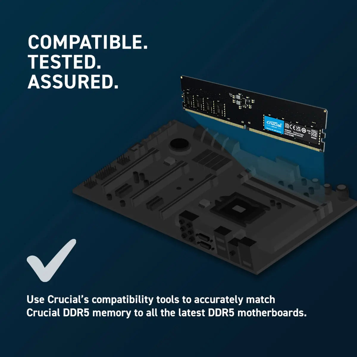 Crucial 16GB DDR5 RAM 4800MHz CL40 Desktop Memory