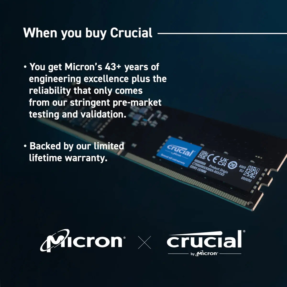 Crucial 32GB DDR5 RAM 4800MHz CL40 Desktop Memory