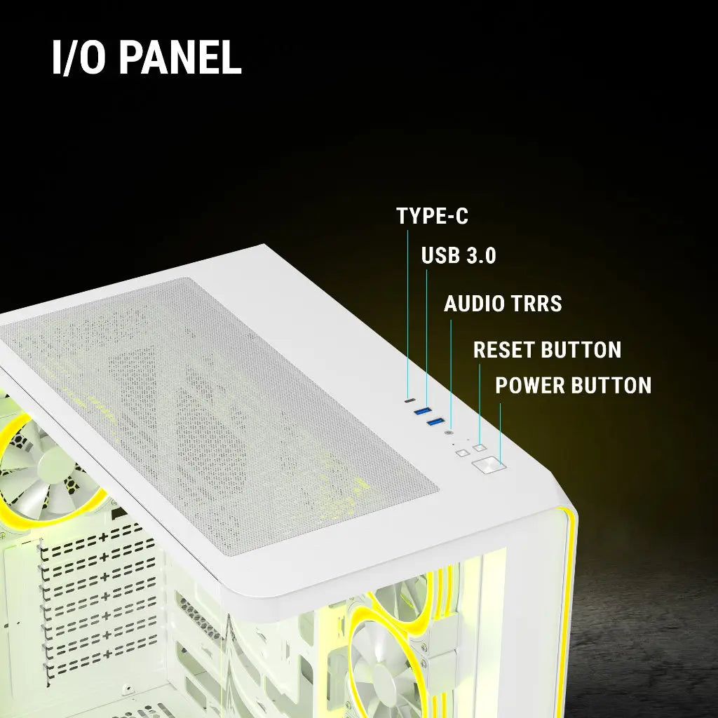 Ant Esports Crystal ARC Gaming Mid Tower Case-White