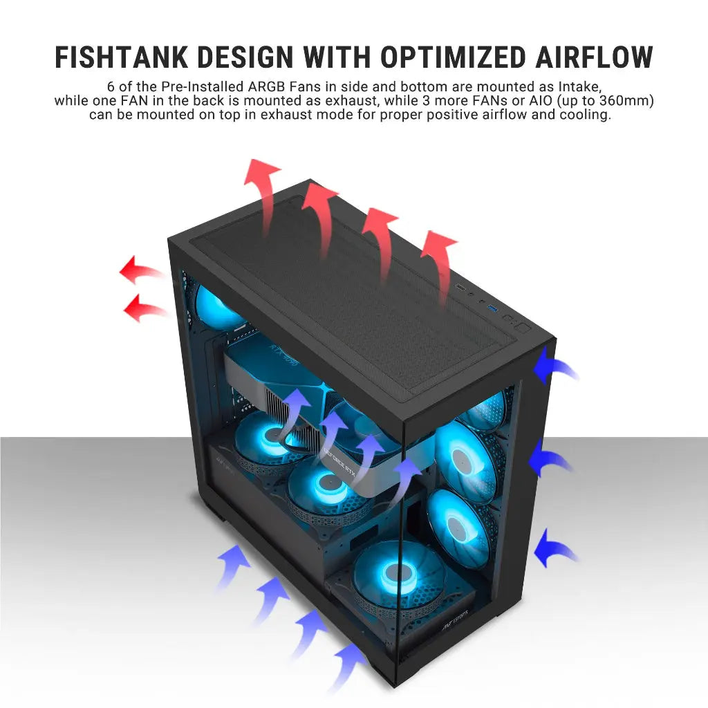 ANT Esports Crystal X7 ARGB ATX with Type-C Gaming Mid Tower Case