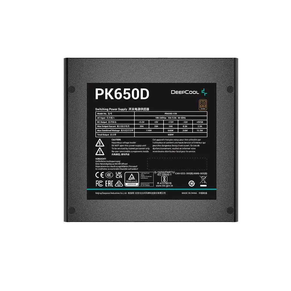DEEPCOOL PK650D 650W Non-Modular 80 Plus Bronze SMPS Power Supply