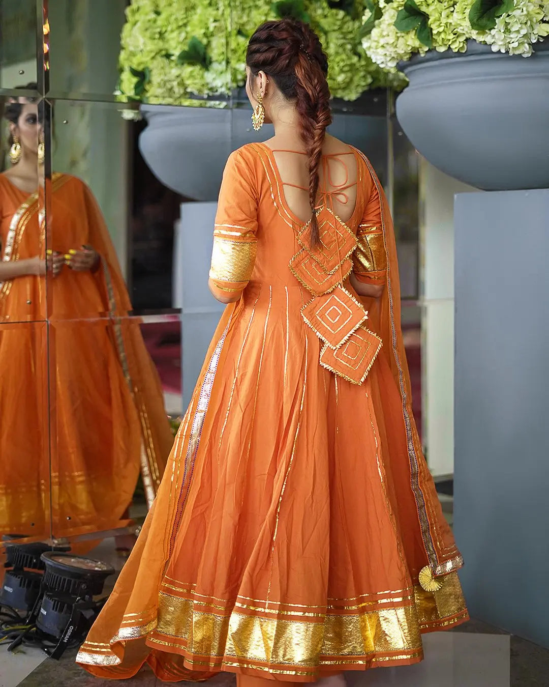 Golden Orange Gotapatti Anarkali Set My Store