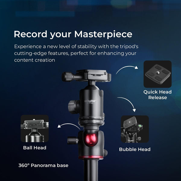 Digitek DTR 520 BH (60 Inch) Professional Aluminum Tripod Cum Monopod with Swivel Pan Head, for DSLR Camera  Maximum Operating Height: 4.95 Feet    Black DTR 520 BH