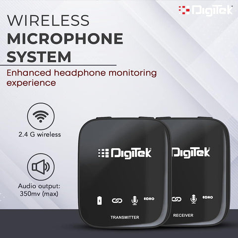 Digitek DWM-101 Pro Wireless Microphone System with ANC Noise Reduction, 360° Sound Capture