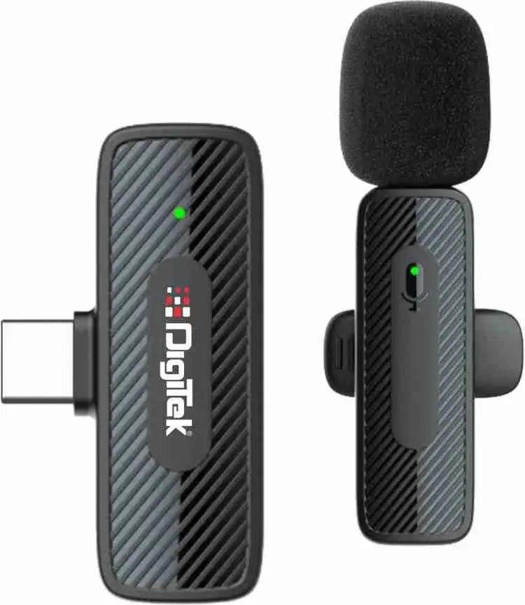 Digitek DWM-006 PRO Wireless Microphone & Receiver with Type-C Connector, 2.4GHz Frequency, 4Hr Battery, 20m Range, For Android Phone