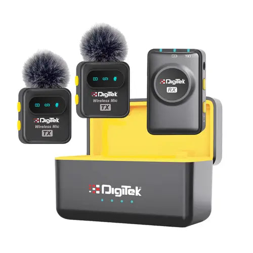Digitek DWM-118 2-in-1 Wireless Microphone, 50m Range, Noise Reduction, 7Hr Battery, Plug & Play, C-to-C & C-to-LTC Converter