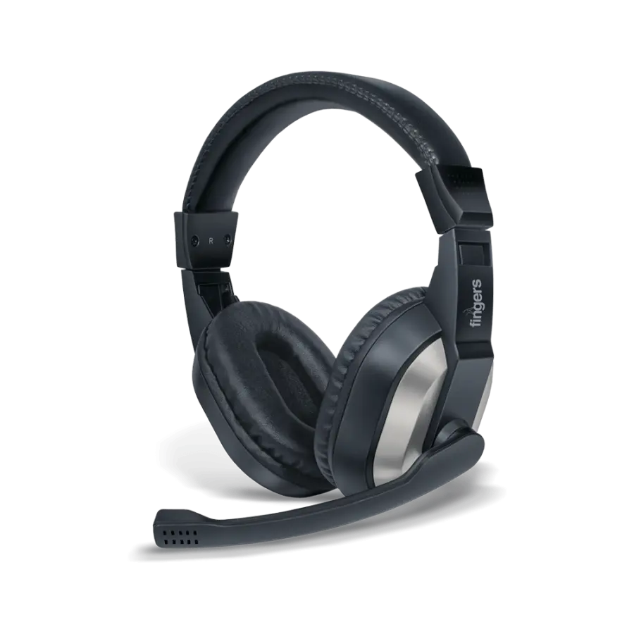 Fingers Wired Headphone F10 With Mic Dual Pin  Black
