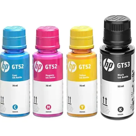 HP GT52 Cyan Magenta Yellow GT53 Black Ink Bottle Combo