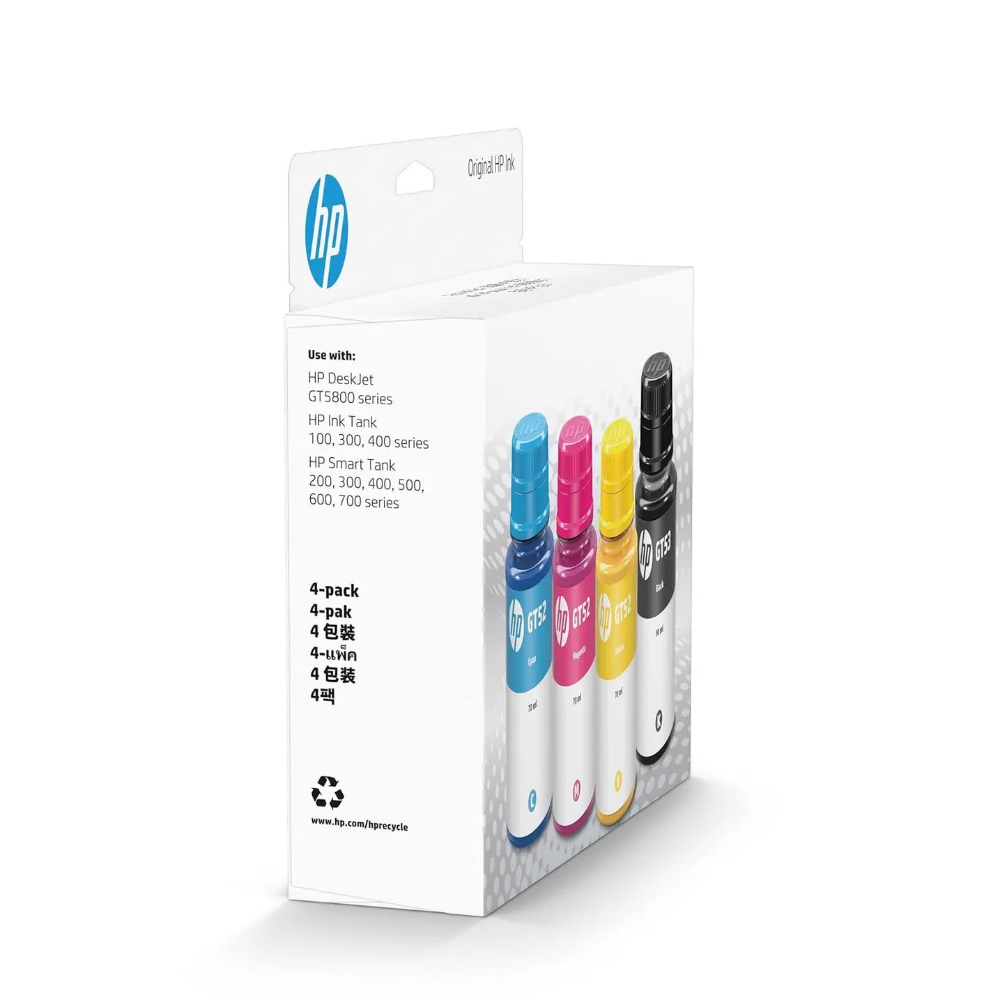 HP GT52 Cyan Magenta Yellow GT53 Black Ink Bottle Combo
