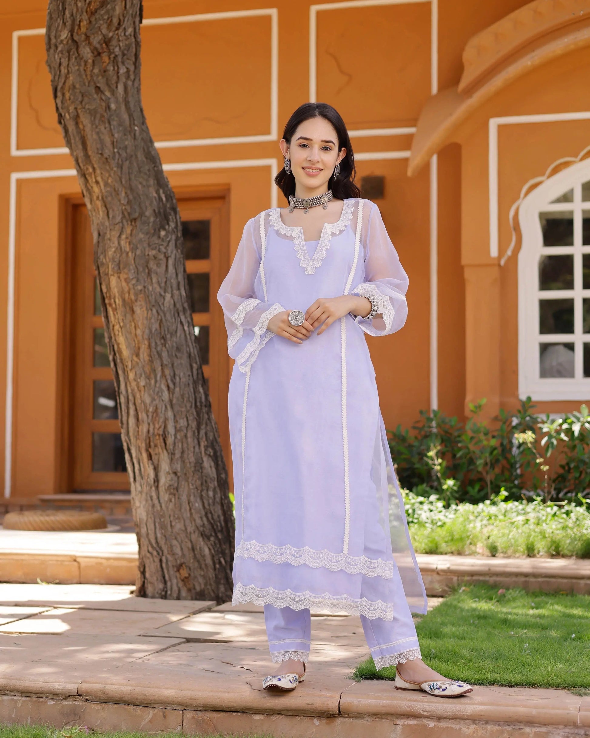 Eleanor Organza Straight Kurta Set My Store