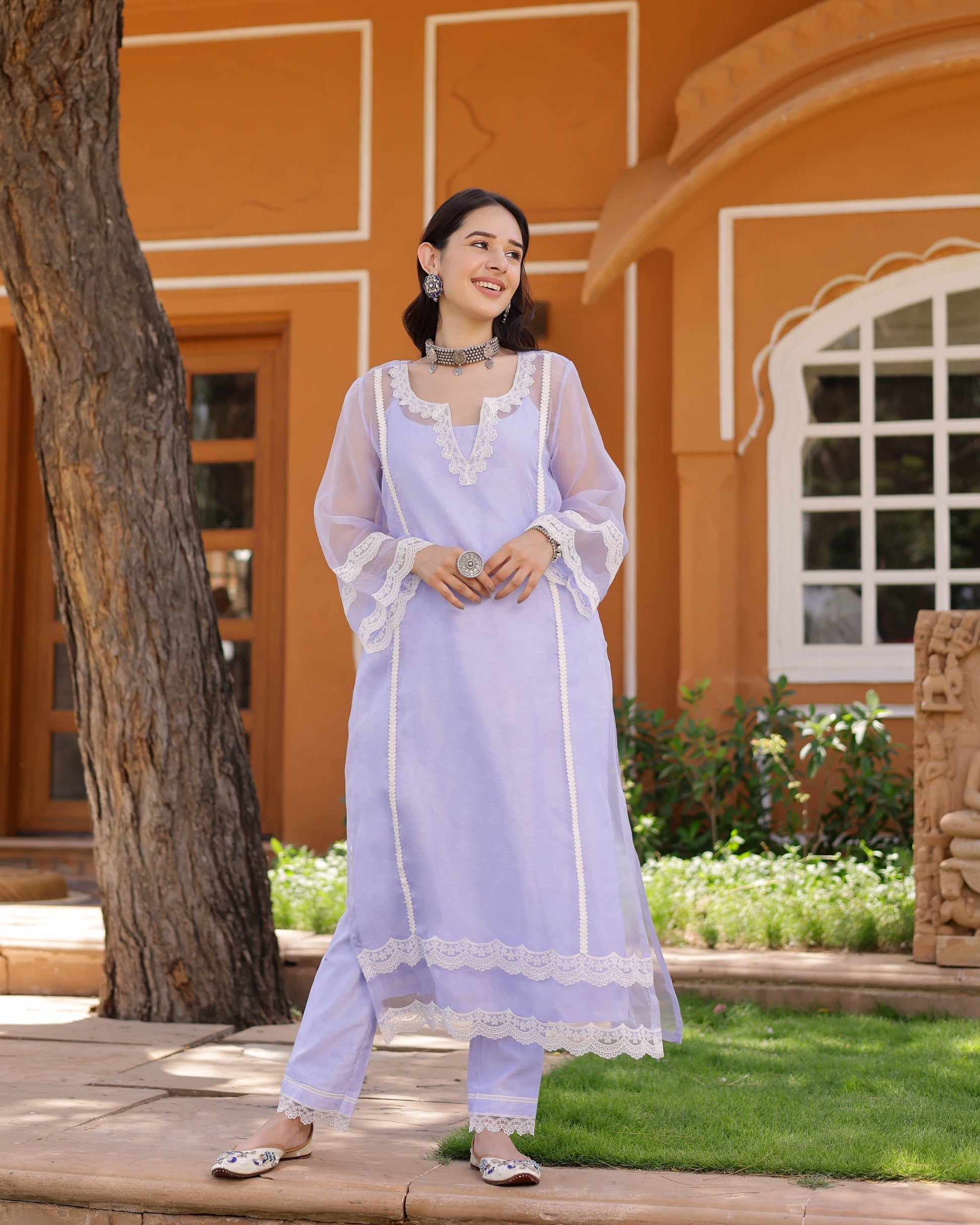 Eleanor Organza Straight Kurta Set My Store