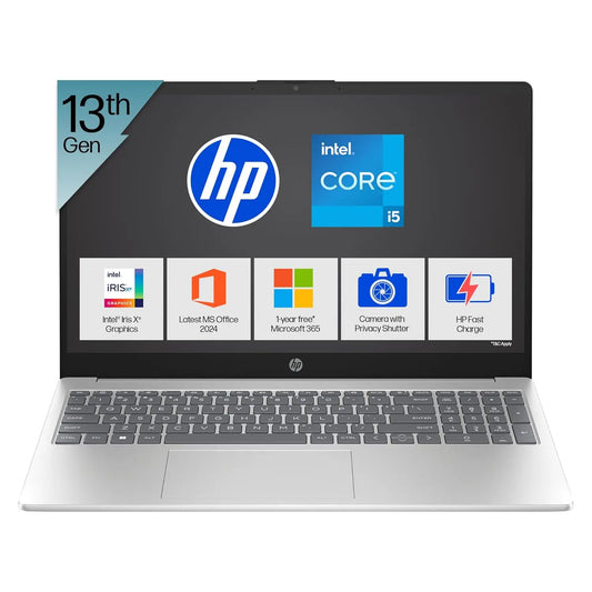 HP Laptop 15-fd0466TU 13th Gen Intel Core i5 Processor/8GB Ram/512GB SSD/Win11/Intel Iris Xe graphics/Microsoft365 Office2024/15.6 Inch Screen /Backlit Silver