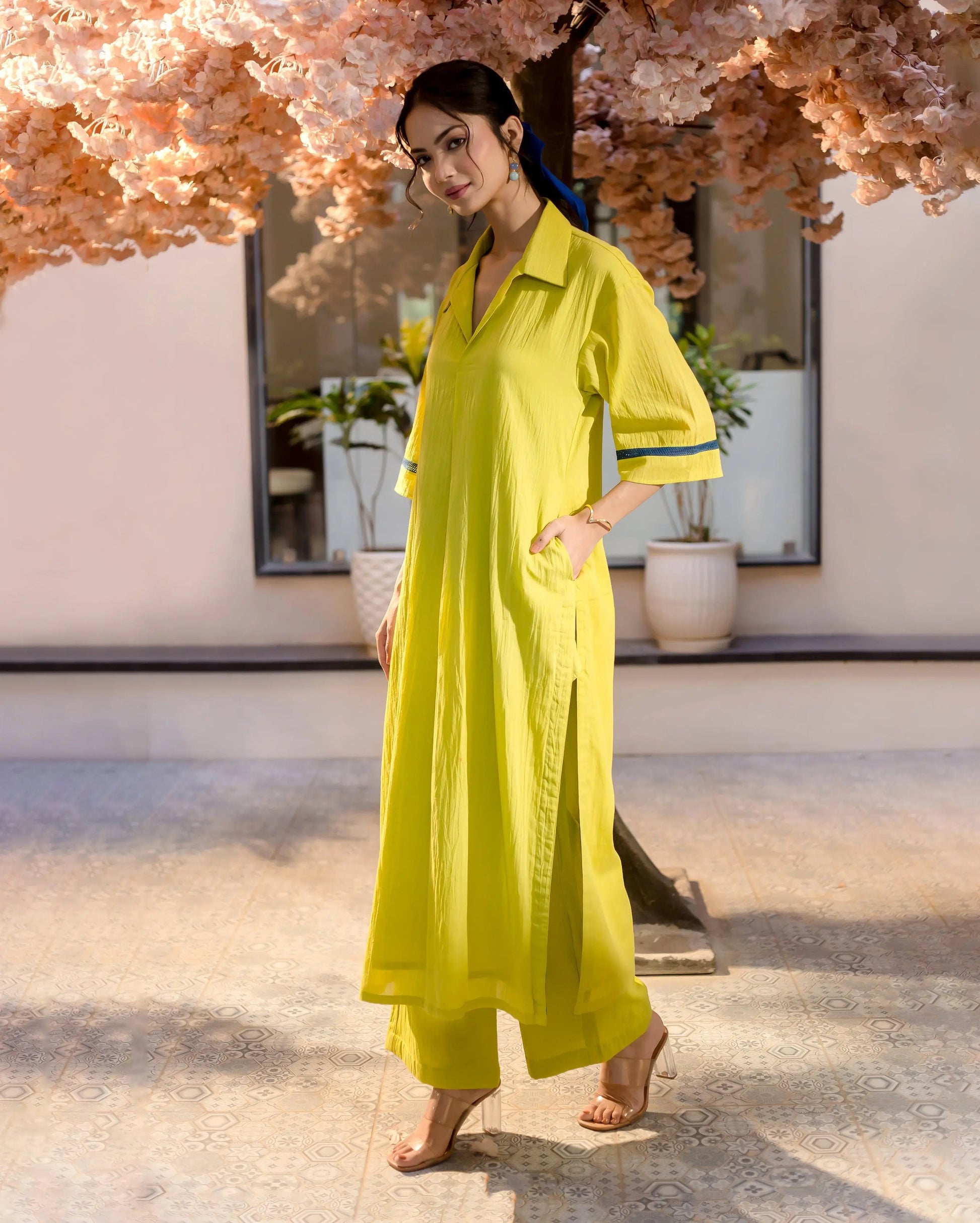 Spurge Green Solid Cotton Coord Set My Store