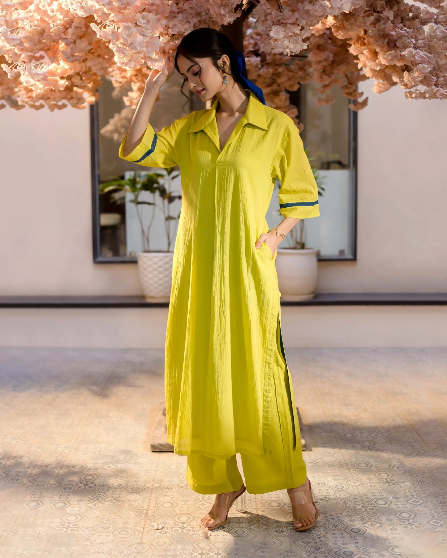 Spurge Green Solid Cotton Coord Set My Store