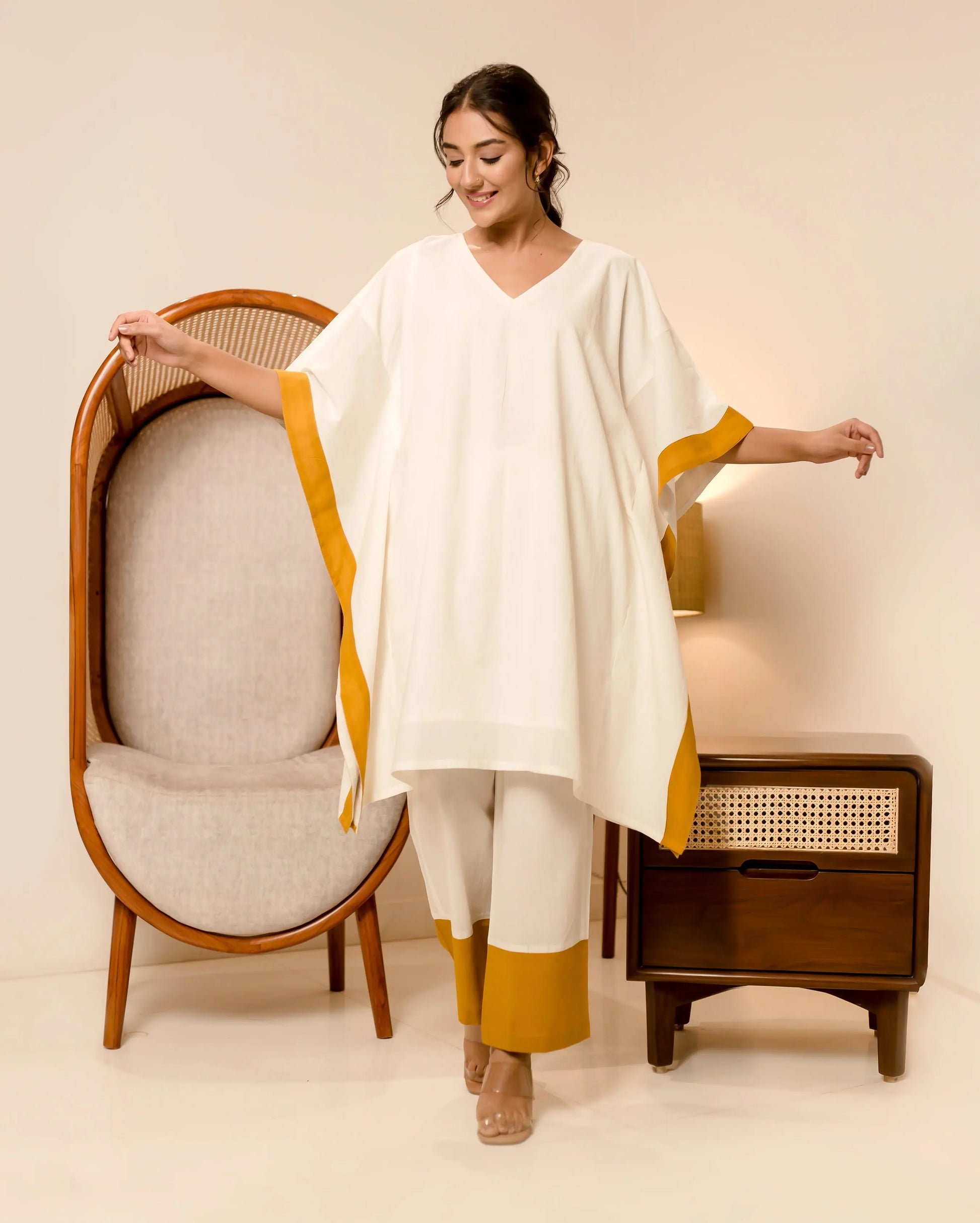 Fresho Off White Solid Cotton Coord Set My Store