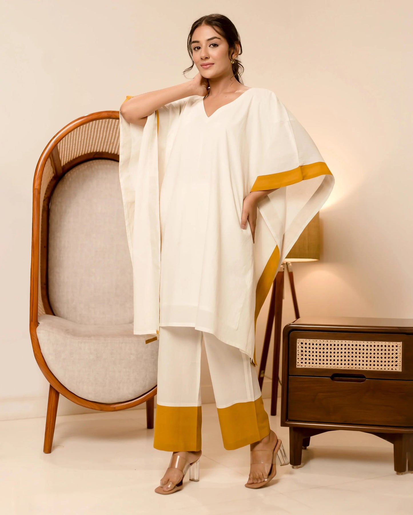 Fresho Off White Solid Cotton Coord Set My Store