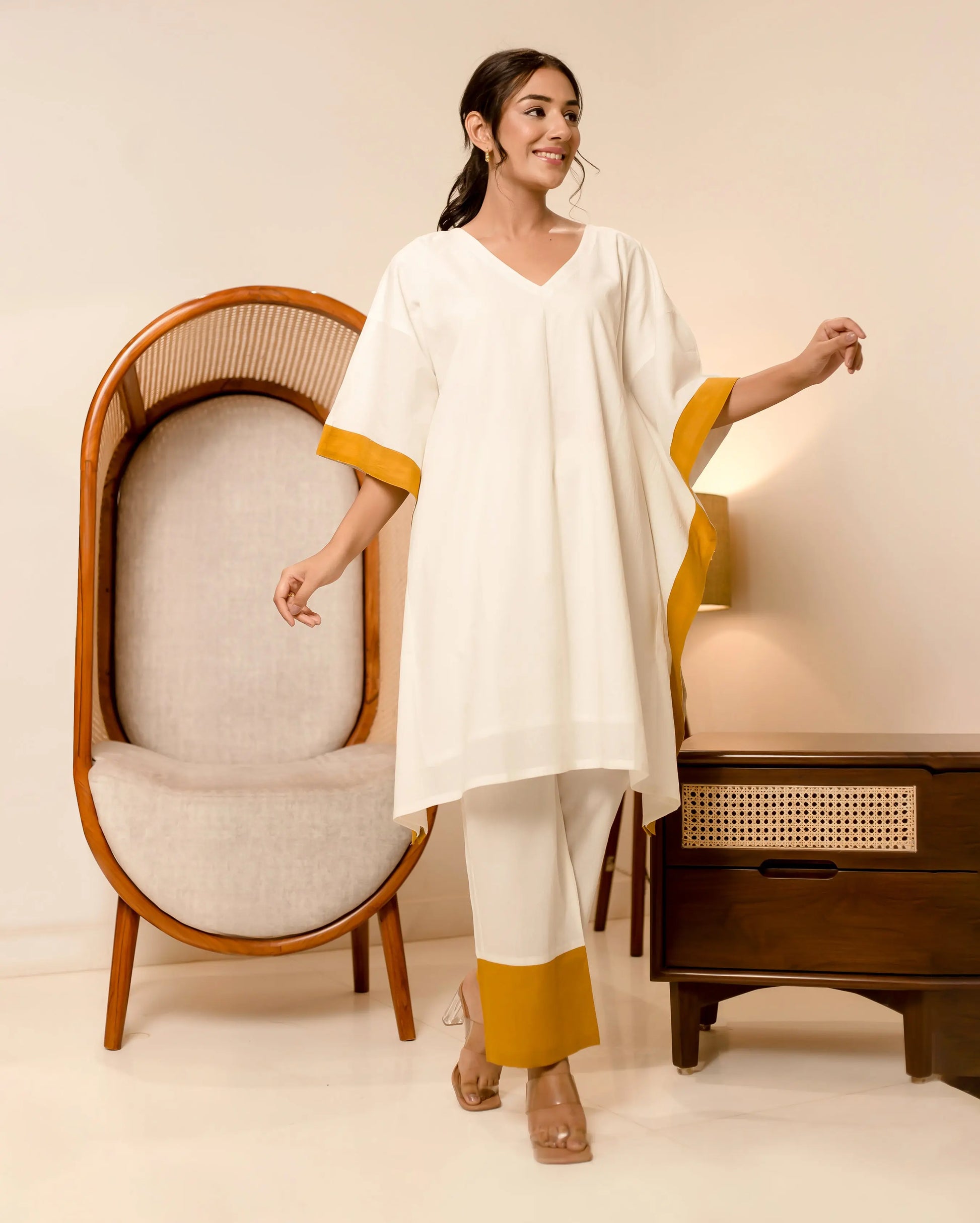 Fresho Off White Solid Cotton Coord Set My Store