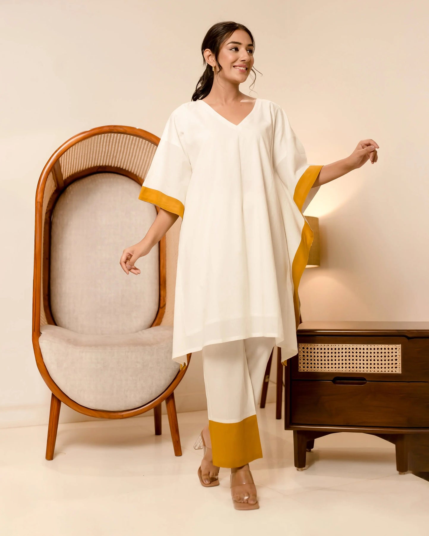 Fresho Off White Solid Cotton Coord Set My Store