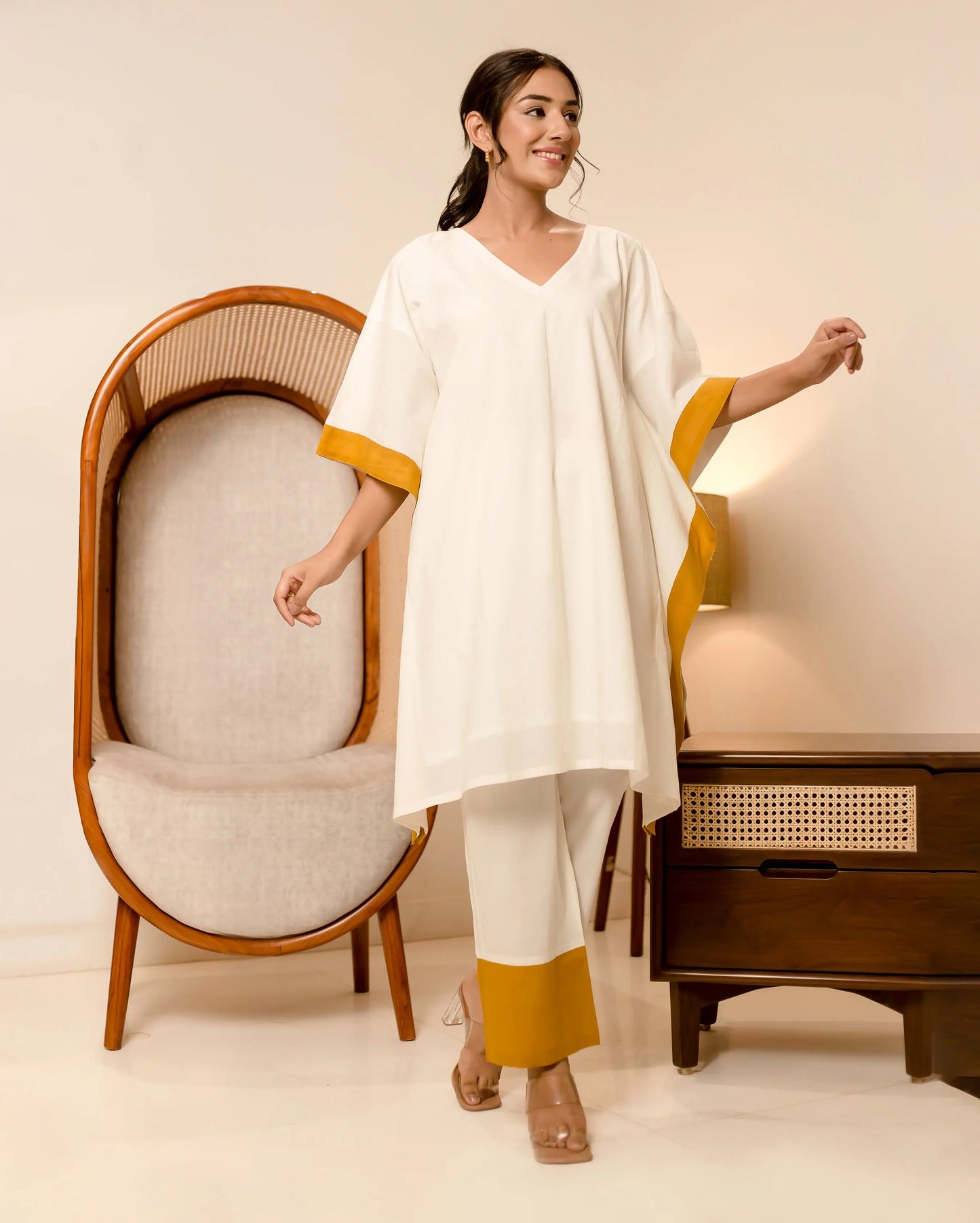 Fresho Off White Solid Cotton Coord Set My Store