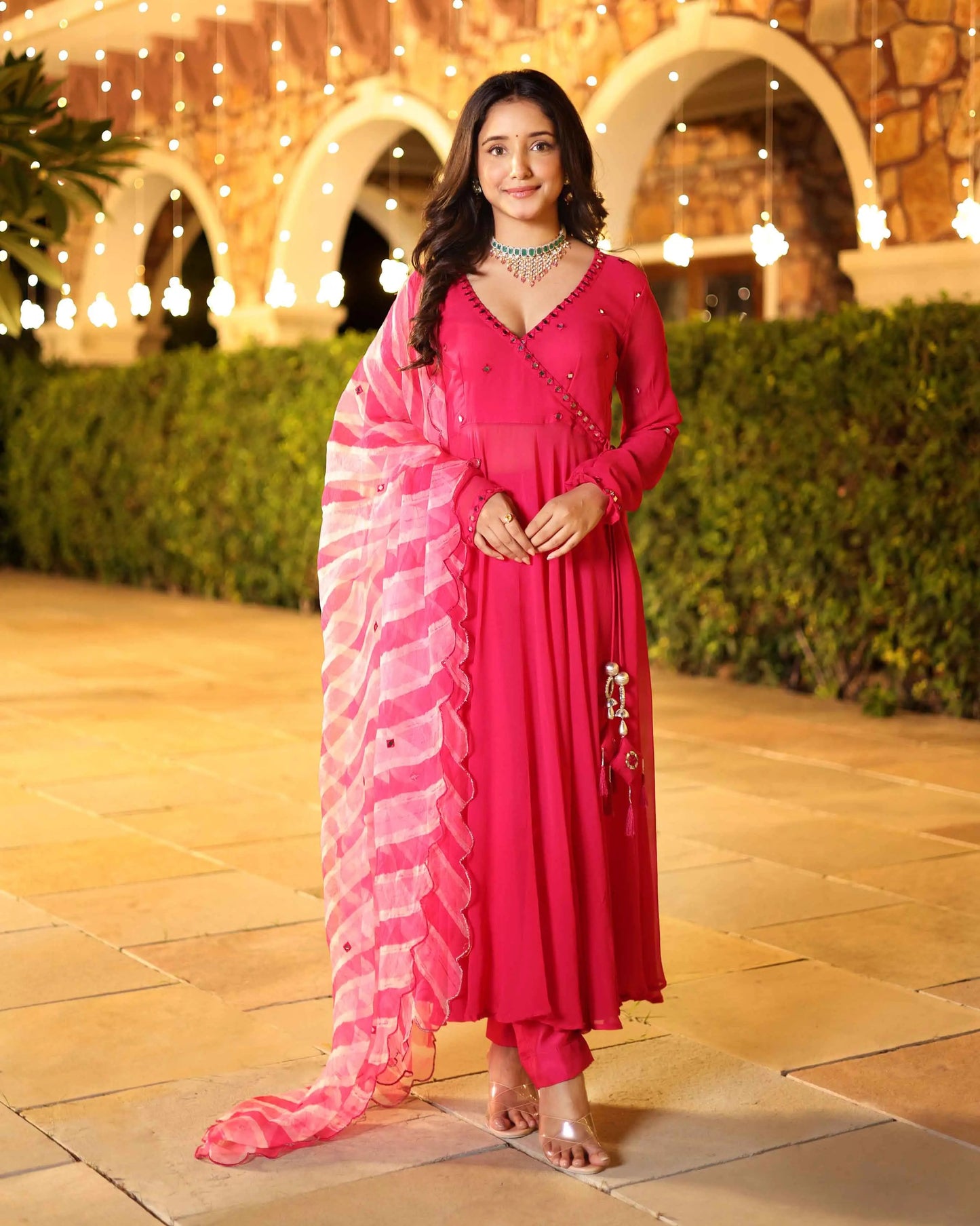 Seher Rani Mirror Work Leheriya Georgette Suit Set My Store