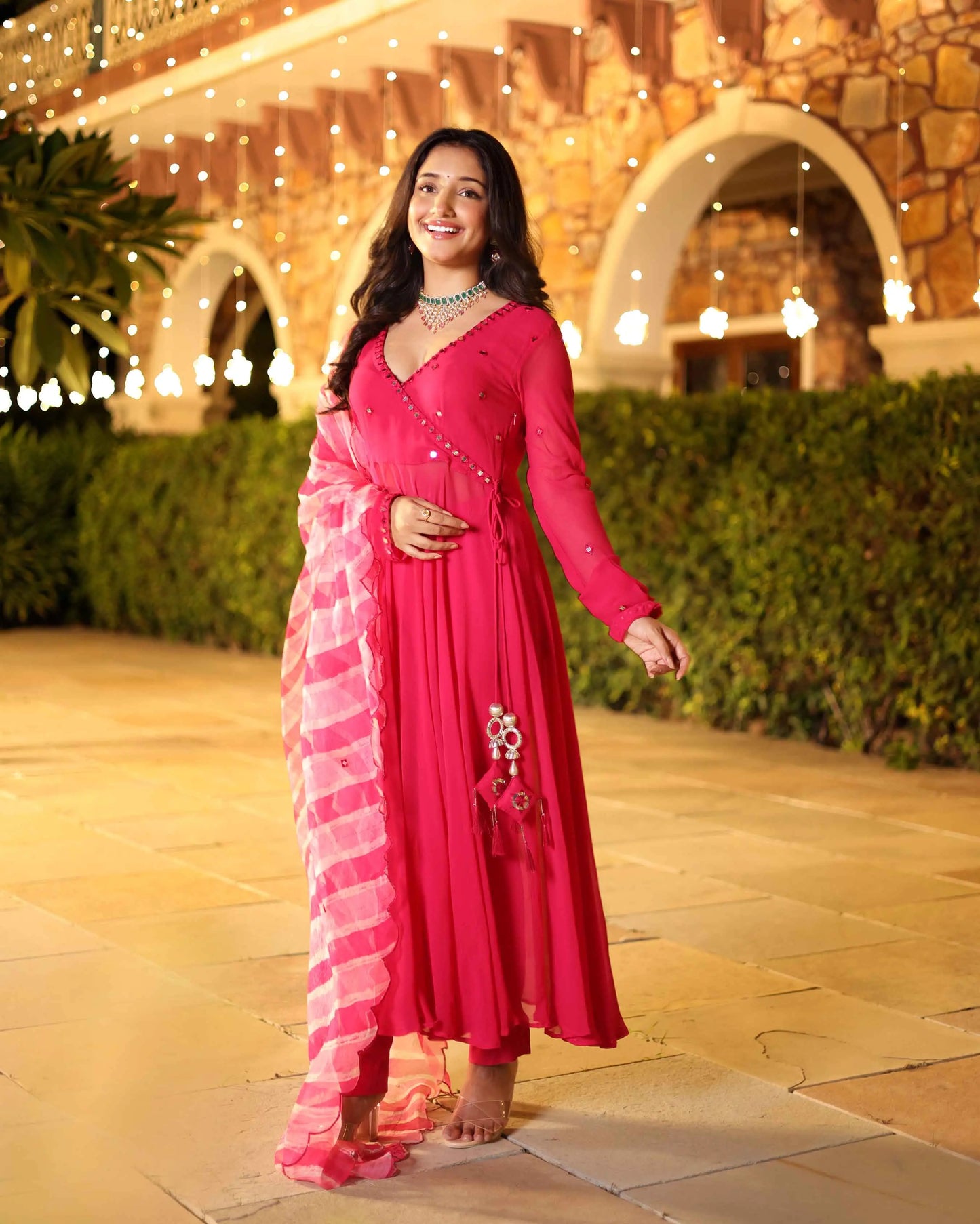 Seher Rani Mirror Work Leheriya Georgette Suit Set My Store