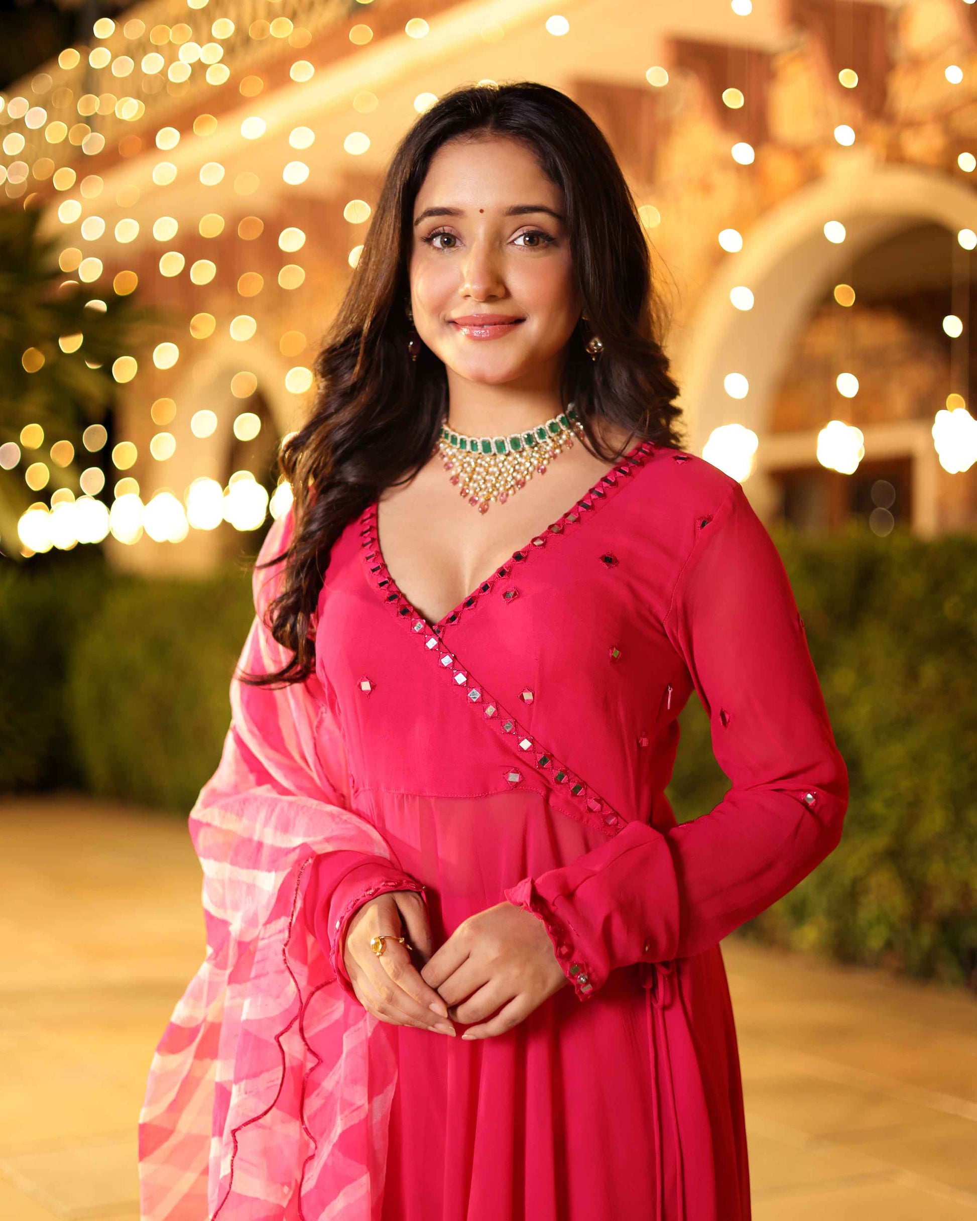 Seher Rani Mirror Work Leheriya Georgette Suit Set My Store