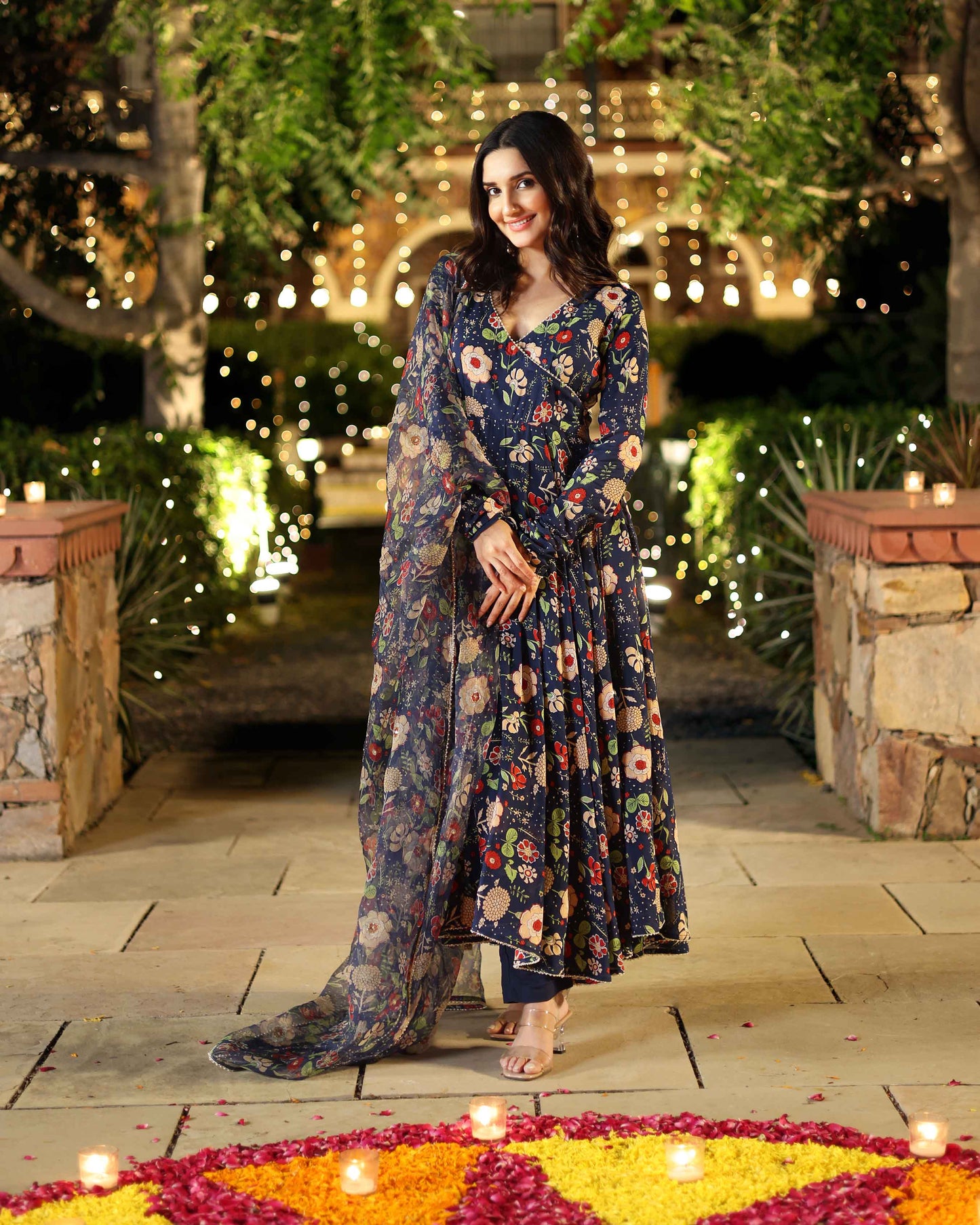 Cresty Blue Printed Muslin Suit Set My Store