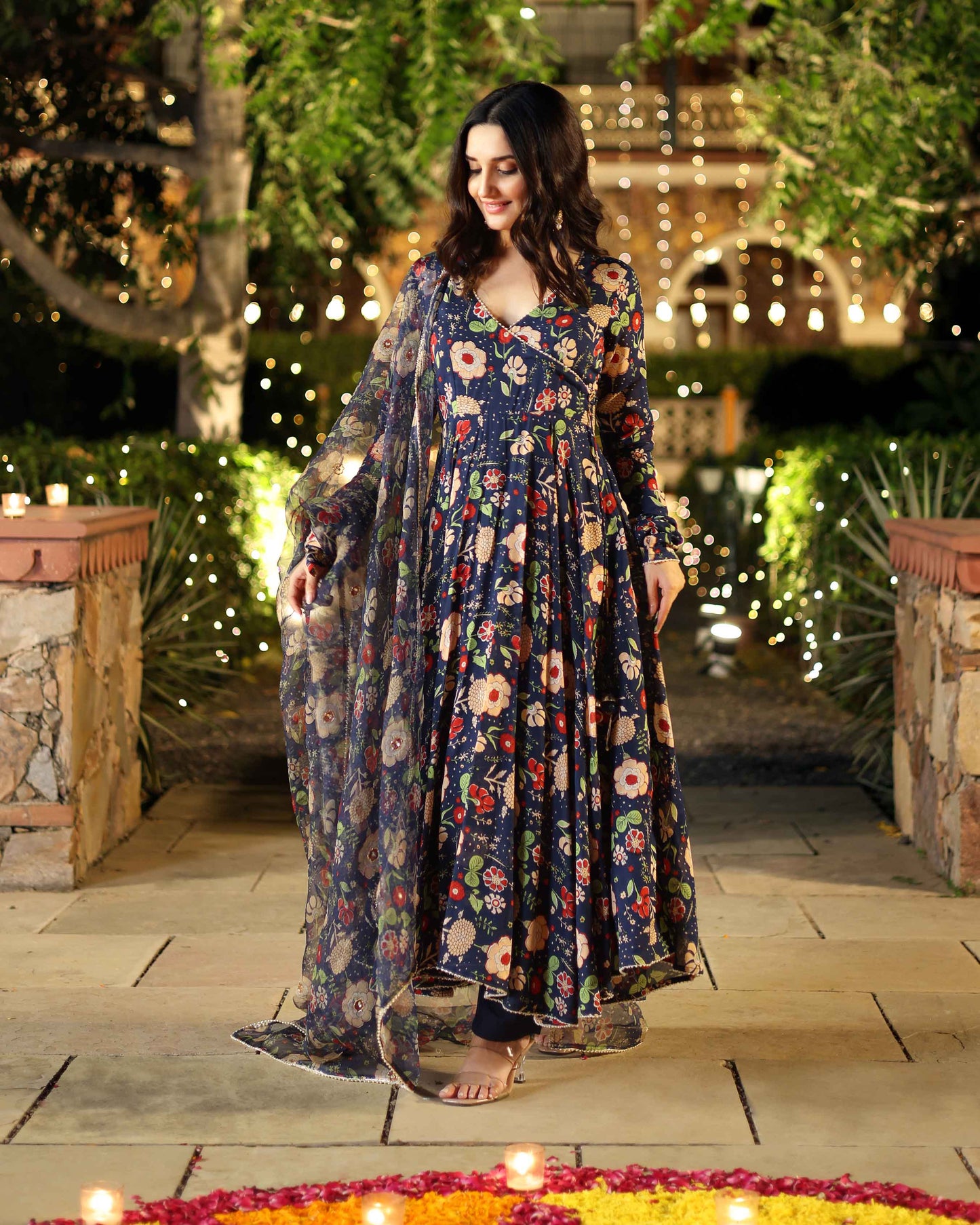 Cresty Blue Printed Muslin Suit Set My Store