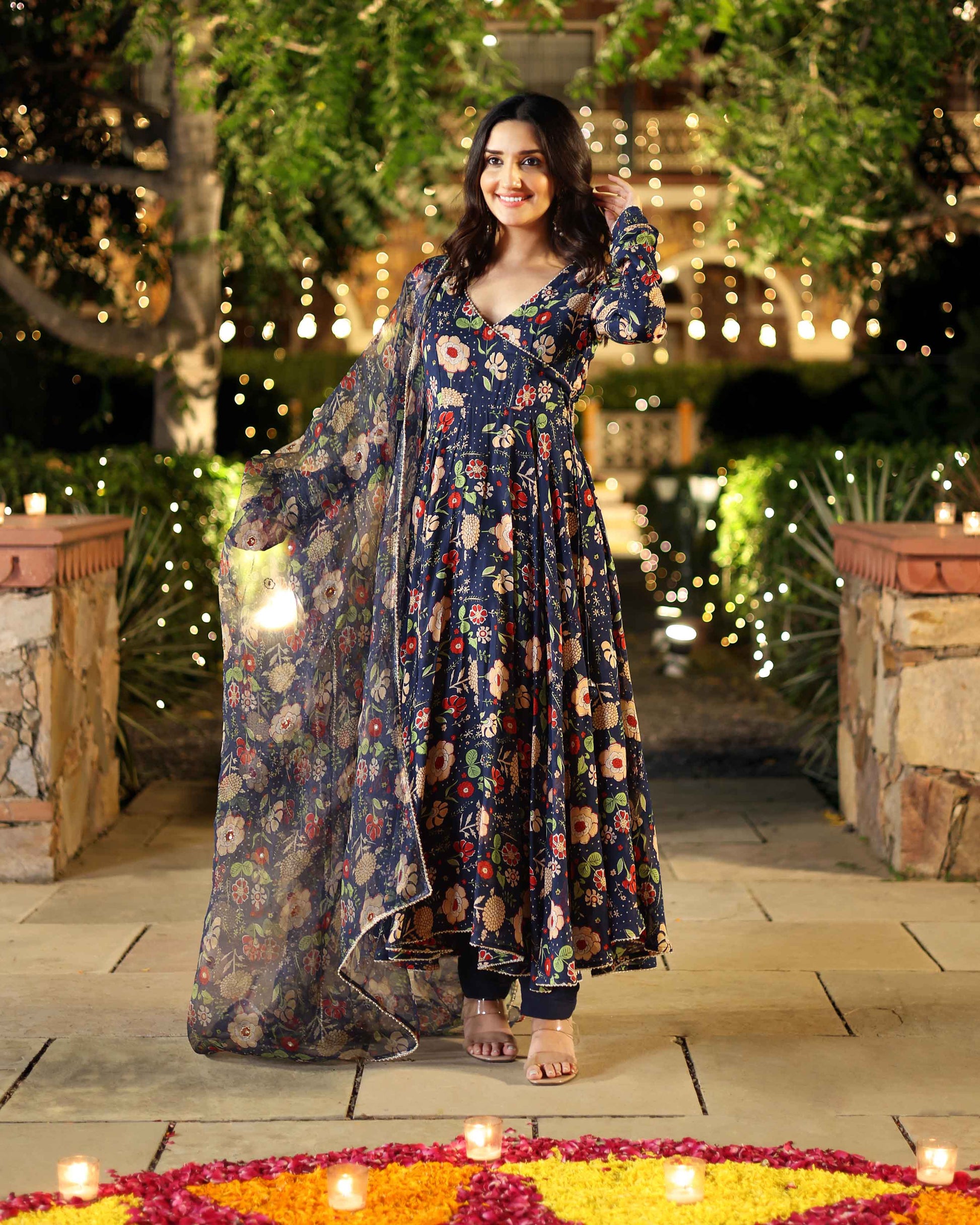 Cresty Blue Printed Muslin Suit Set My Store