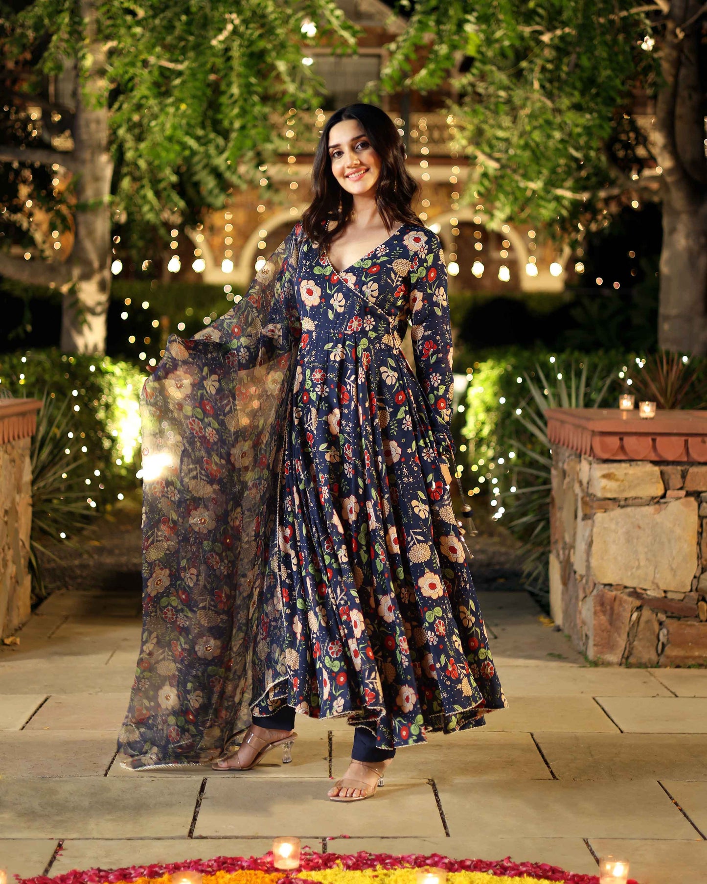 Cresty Blue Printed Muslin Suit Set My Store