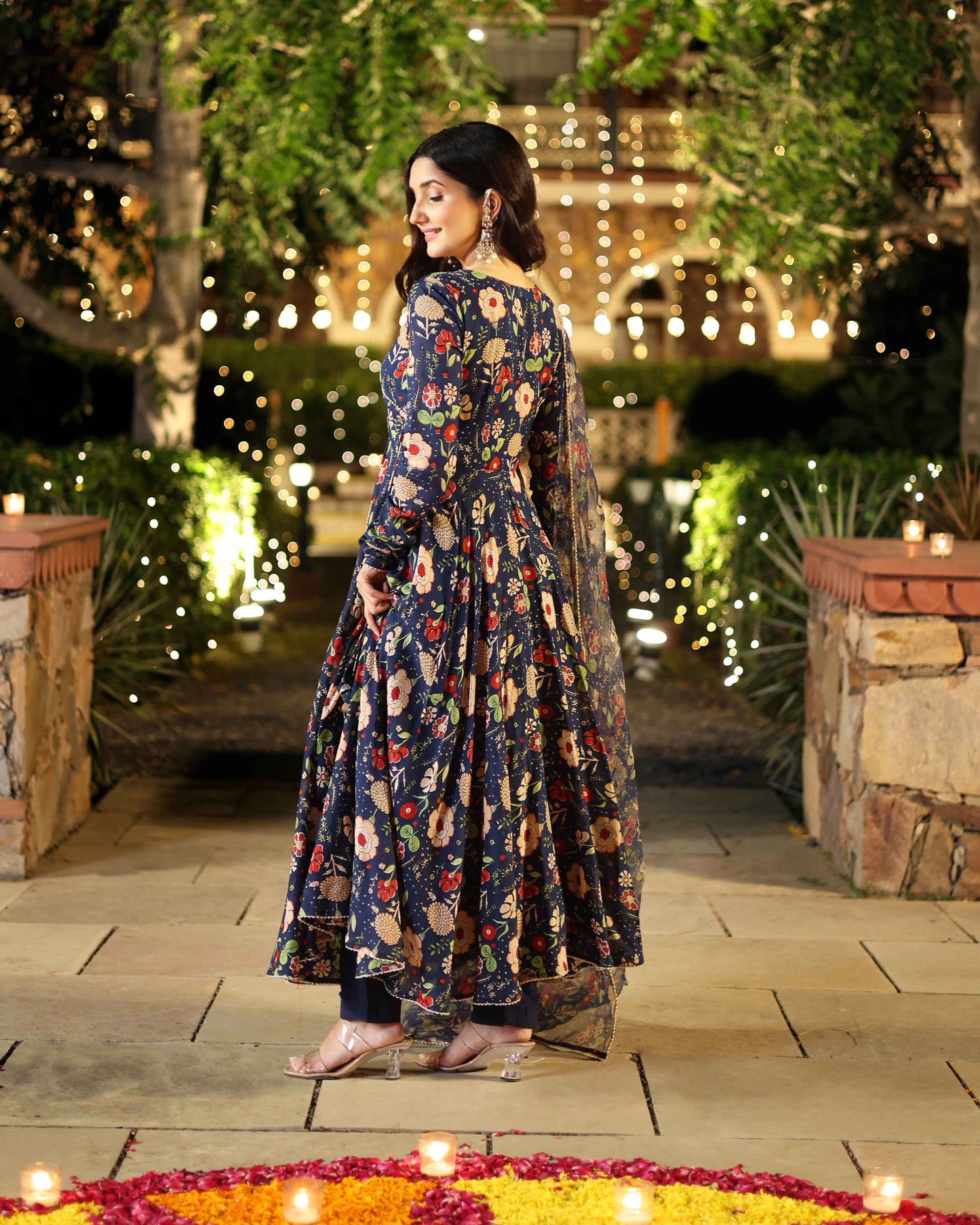 Cresty Blue Printed Muslin Suit Set Quick Cart