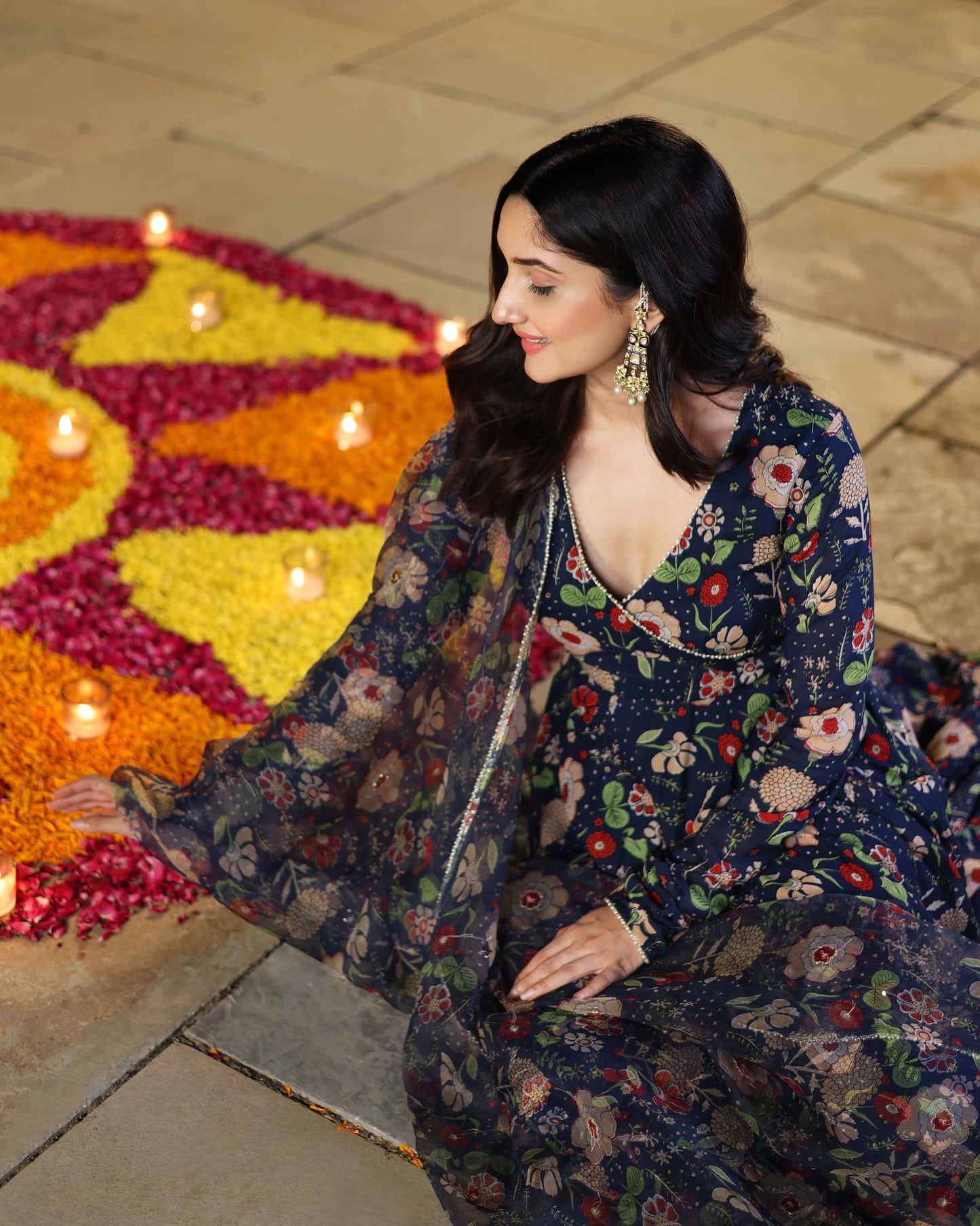 Cresty Blue Printed Muslin Suit Set My Store