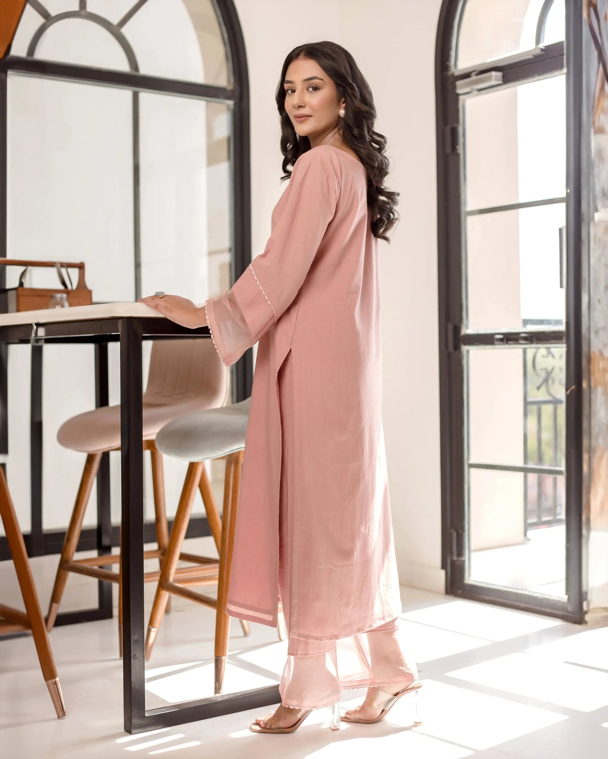 Persica Peach Solid Cotton Coord Set My Store