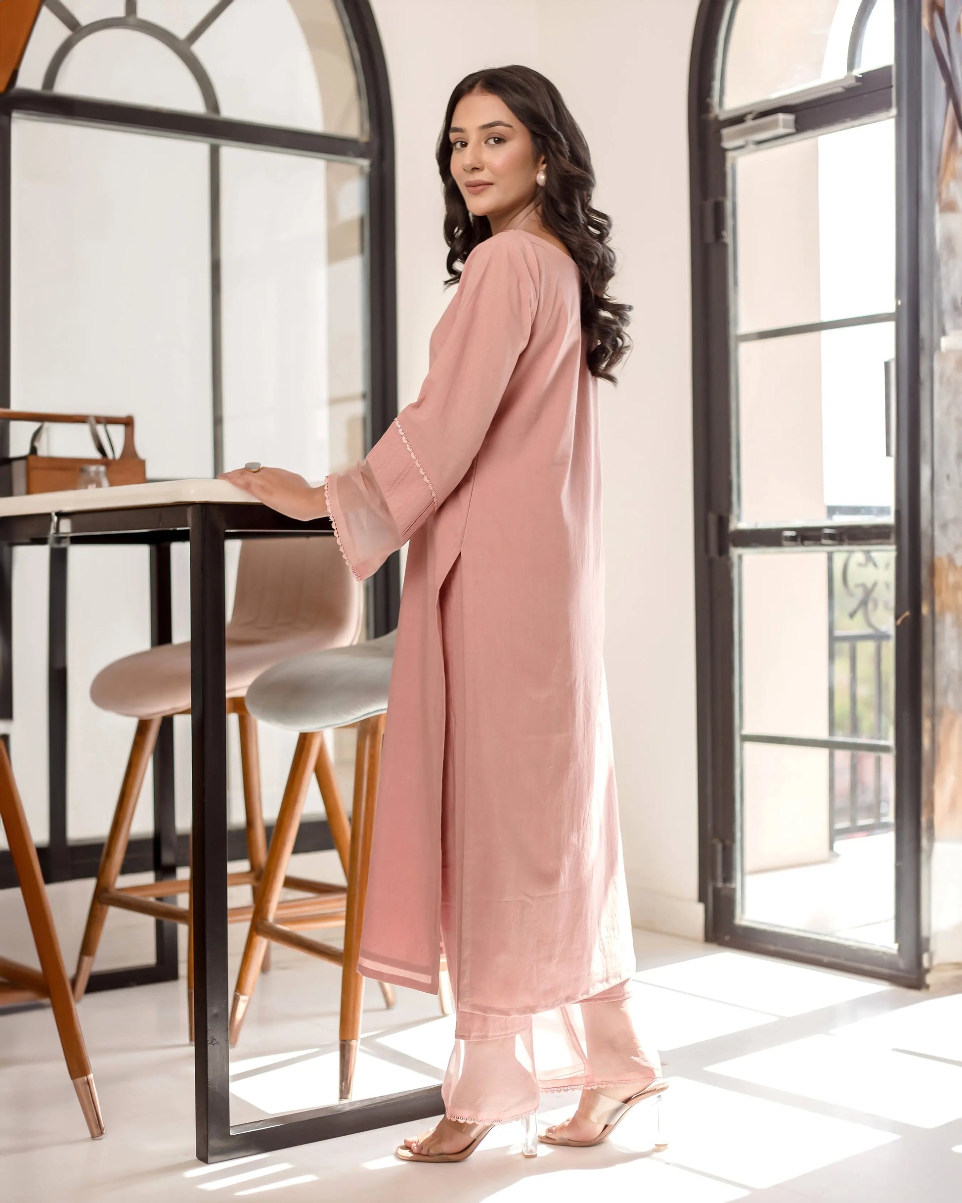 Persica Peach Solid Cotton Coord Set My Store