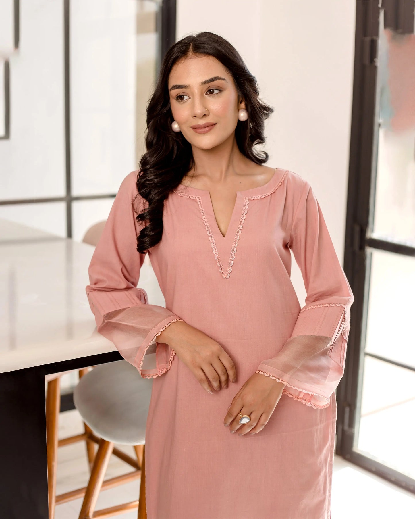 Persica Peach Solid Cotton Coord Set My Store