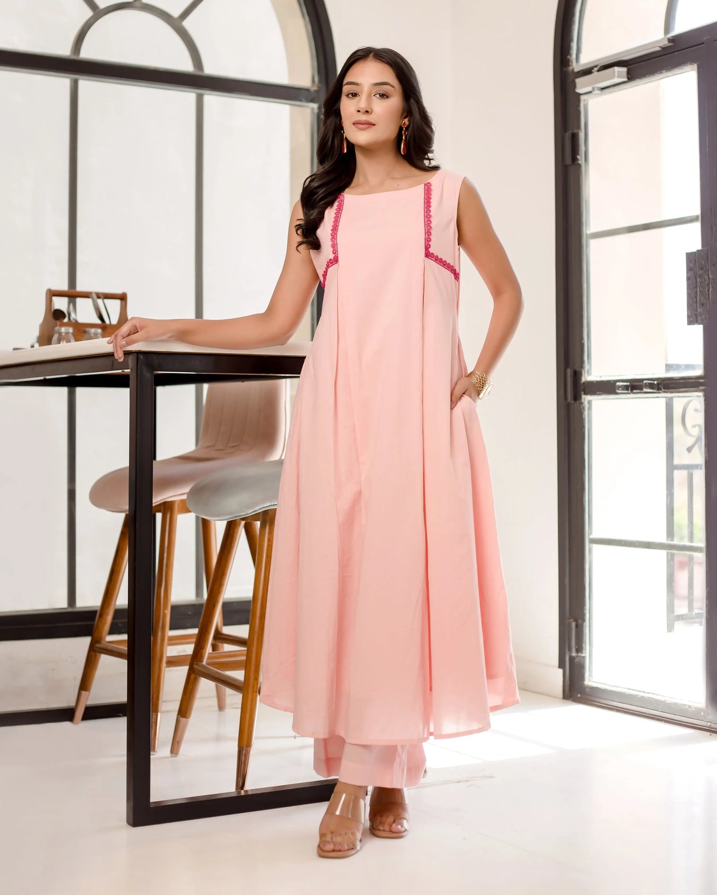 Primrose Baby Pink Solid Cotton Coord Set My Store