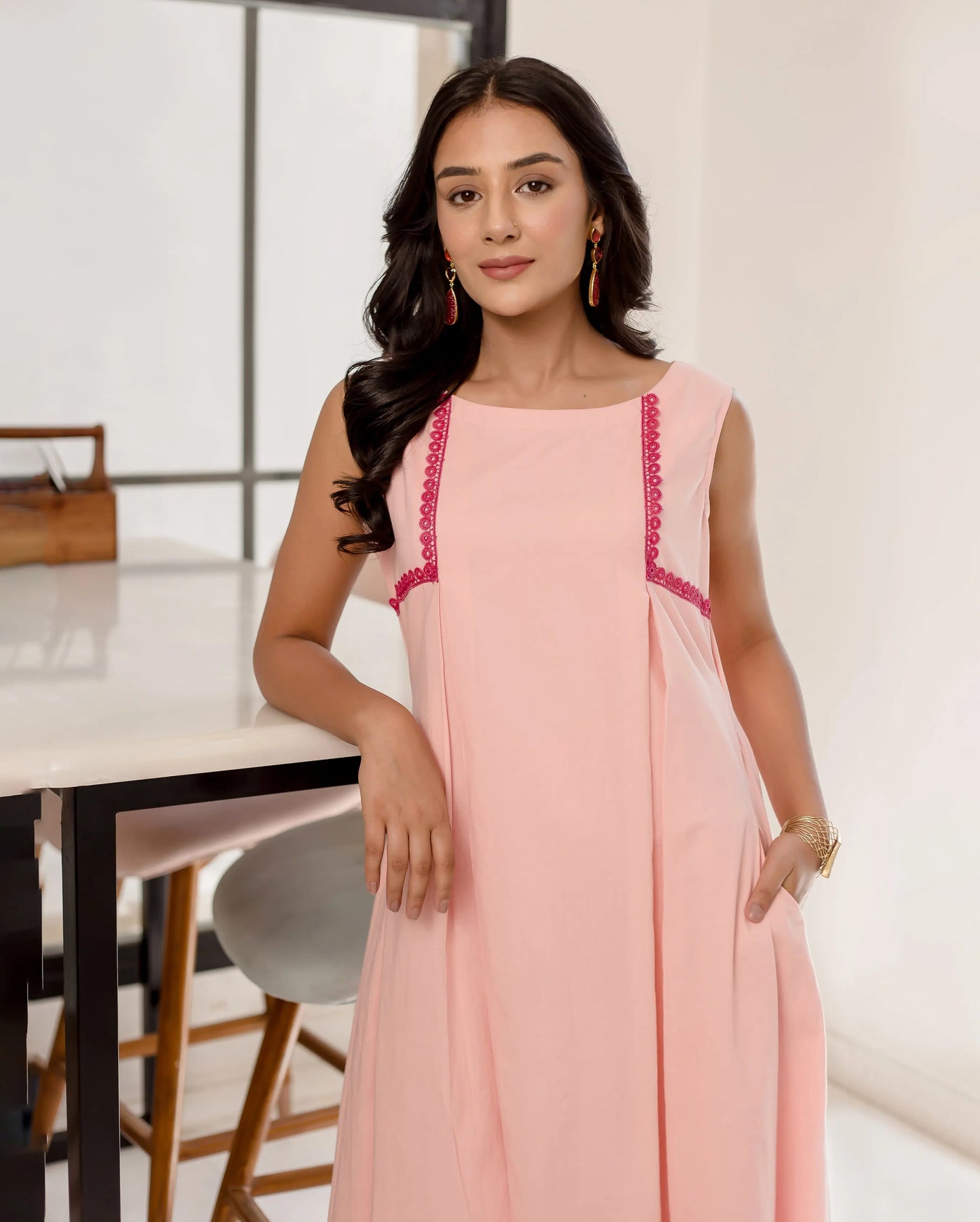 Primrose Baby Pink Solid Cotton Coord Set My Store