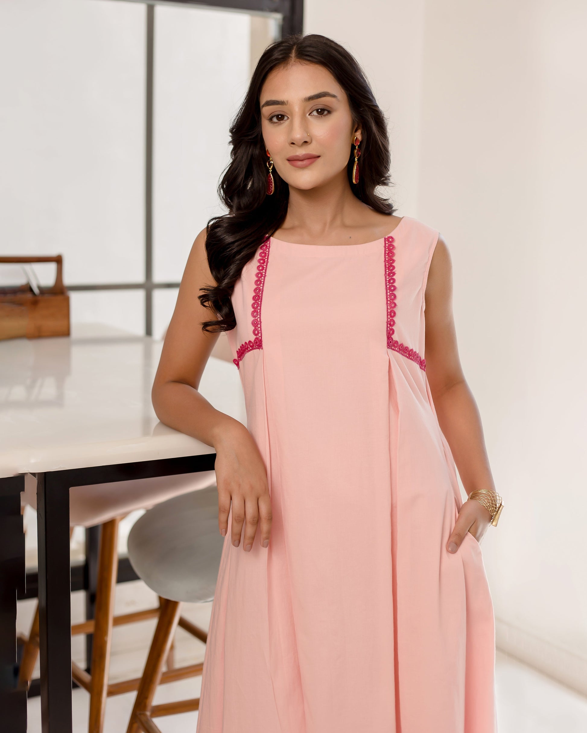 Primrose Baby Pink Solid Cotton Coord Set Quick Cart