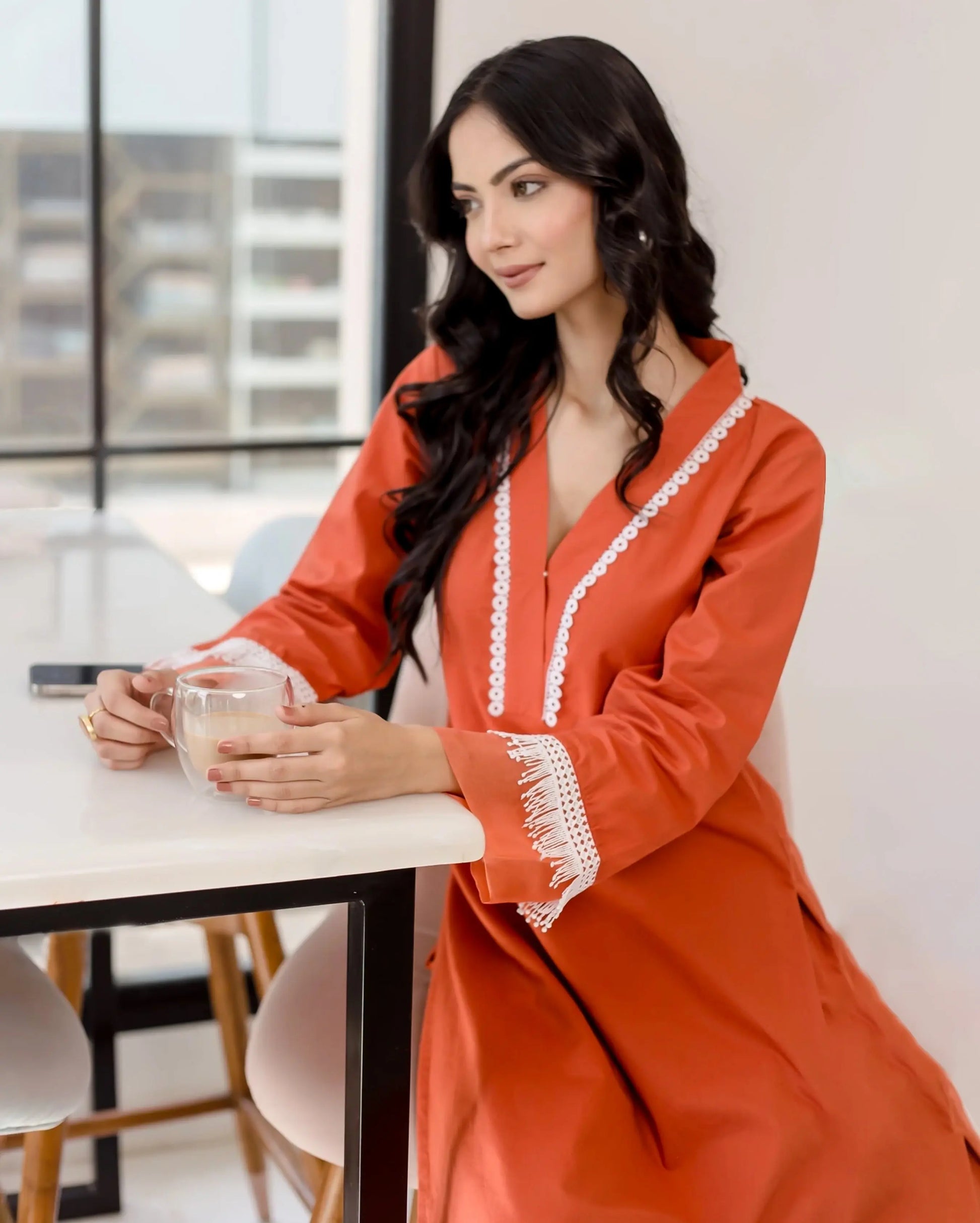 Rufous Orange Solid Cotton Coord Set My Store