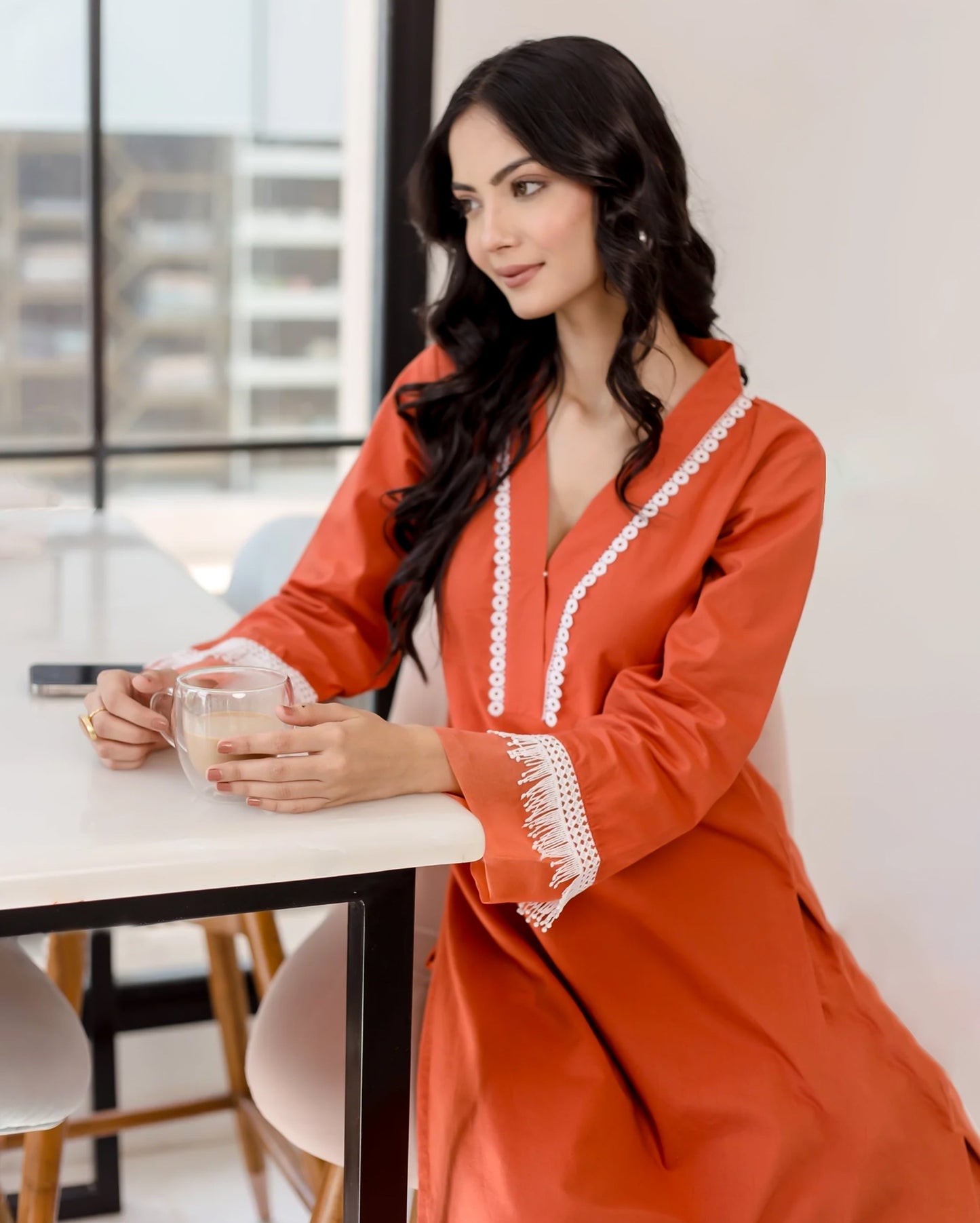 Rufous Orange Solid Cotton Coord Set Quick Cart