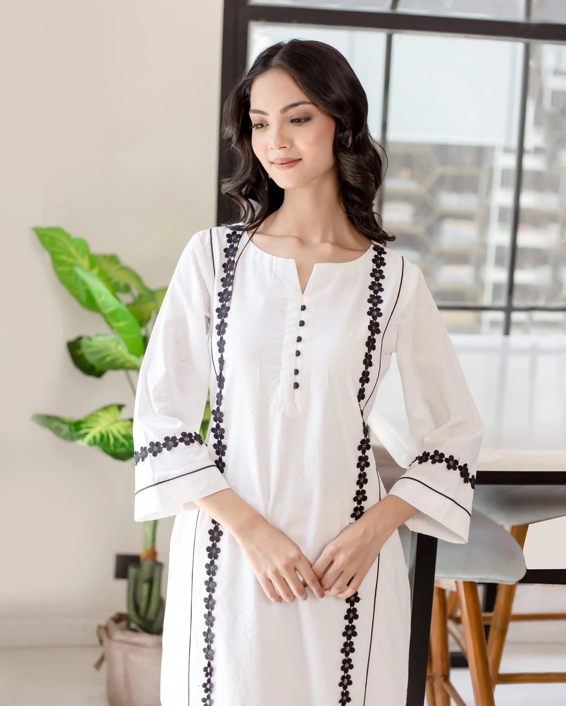 Calla White Solid Cotton Coord Set My Store