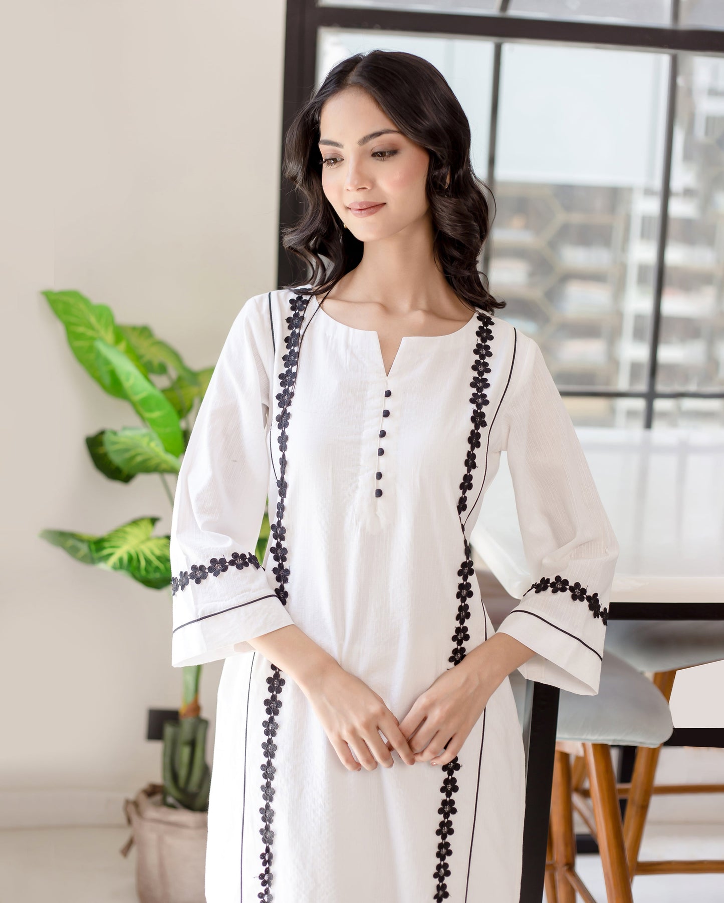 Calla White Solid Cotton Coord Set Quick Cart