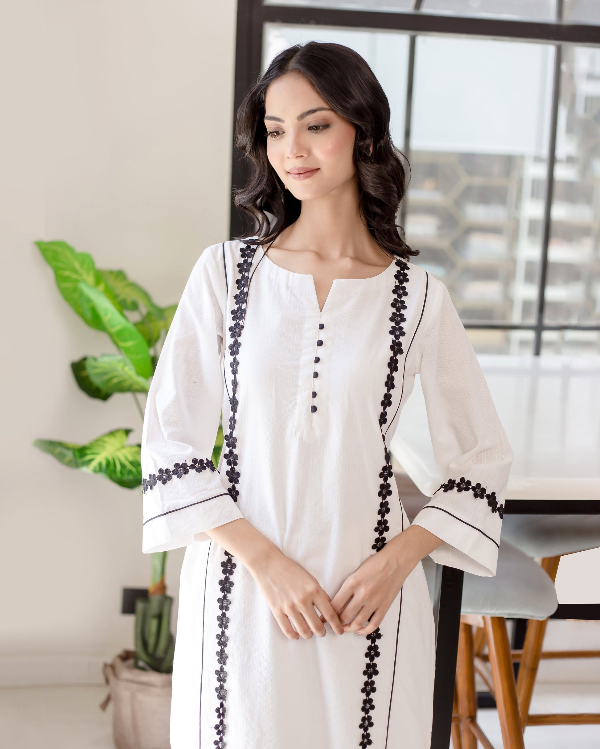 Calla White Solid Cotton Coord Set Quick Cart