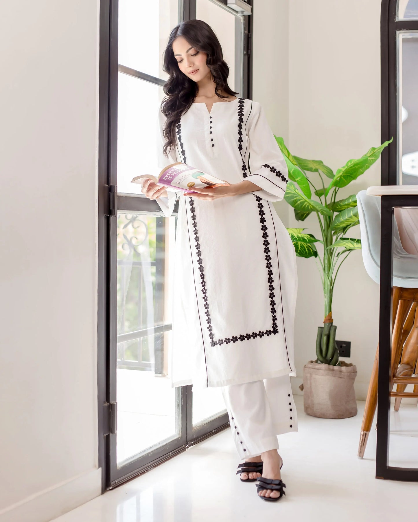 Calla White Solid Cotton Coord Set My Store