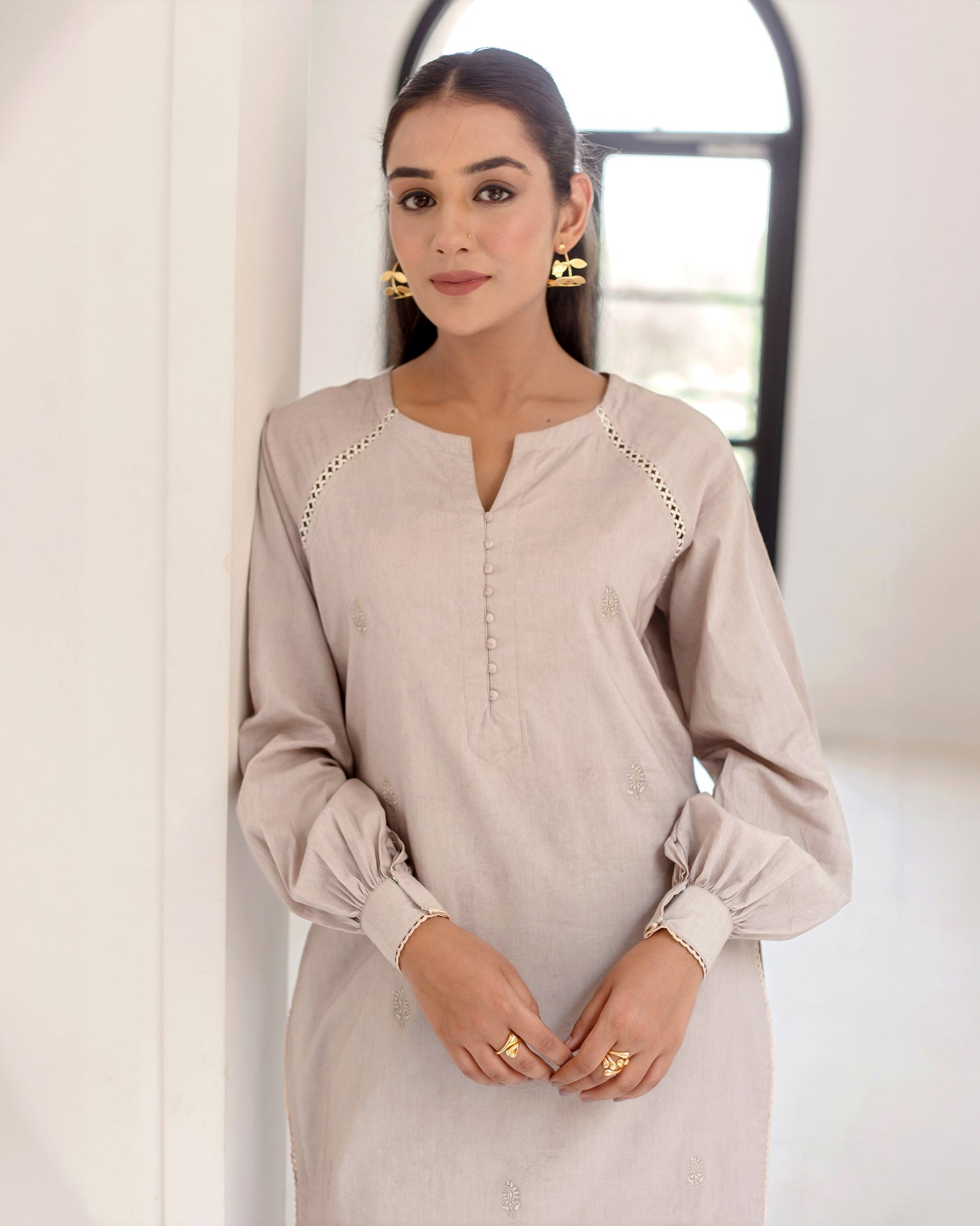 Griseous Grey Solid Cotton Coord Set Quick Cart