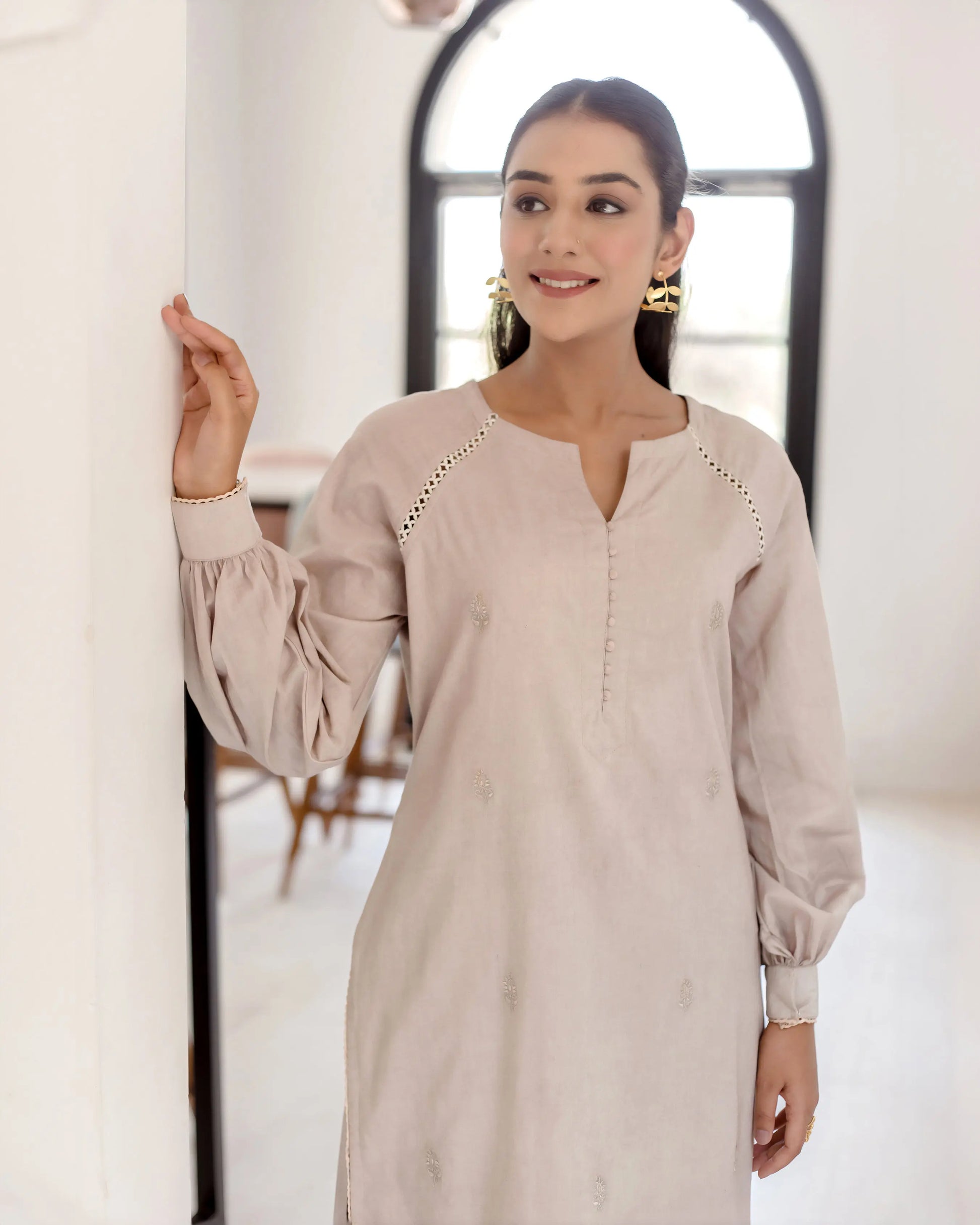 Griseous Grey Solid Cotton Coord Set My Store