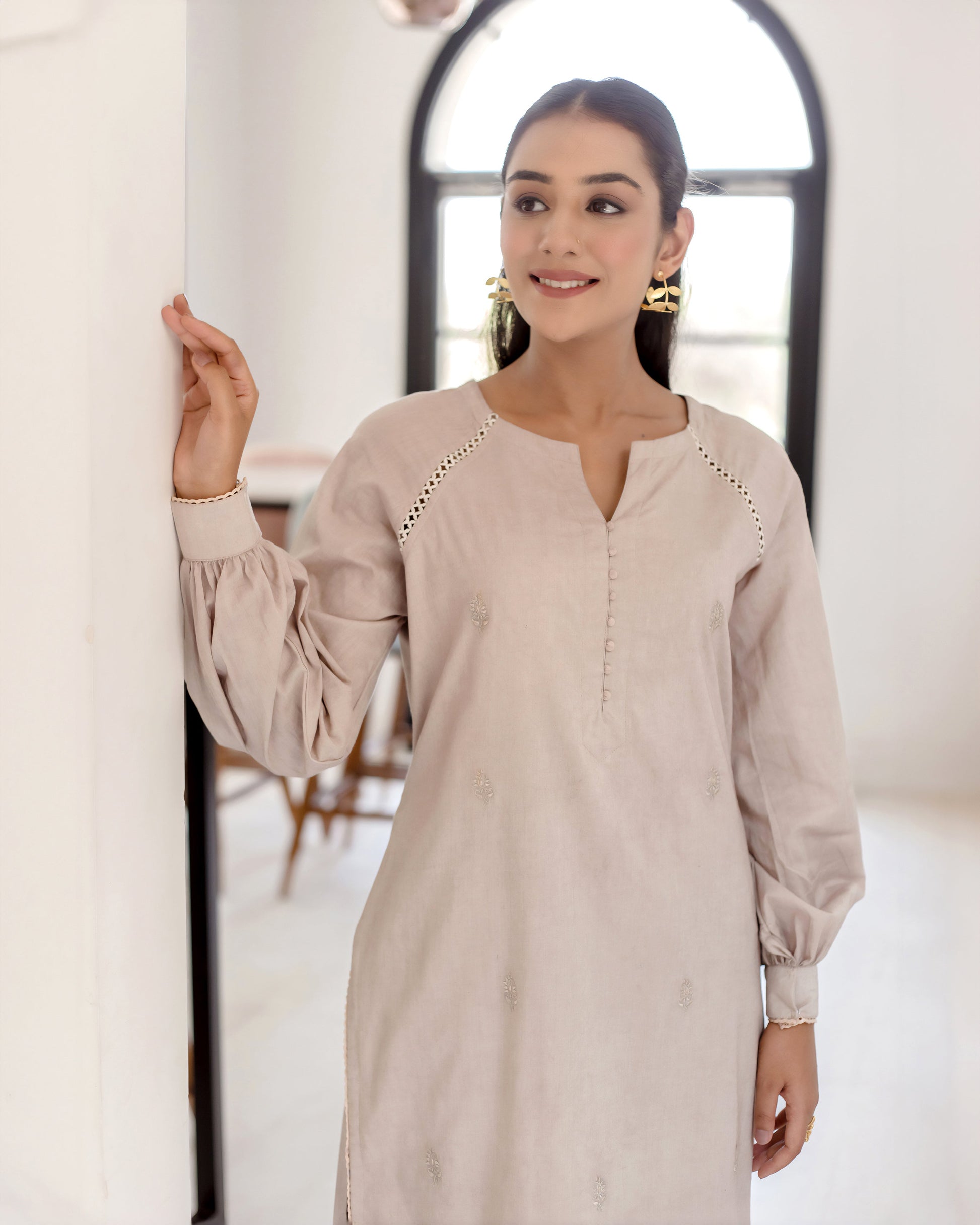 Griseous Grey Solid Cotton Coord Set Quick Cart