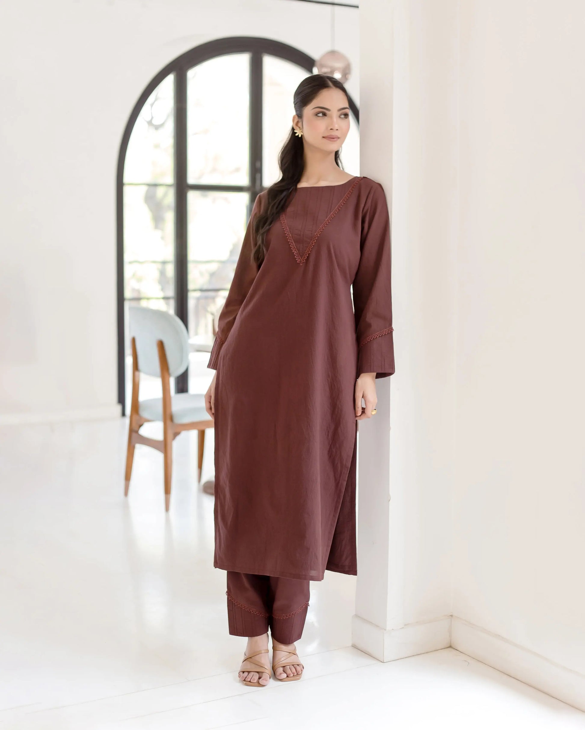 Sepia Bown Solid Cotton Coord Set My Store