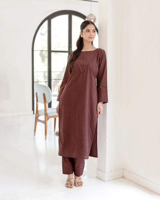 Sepia Bown Solid Cotton Coord Set My Store