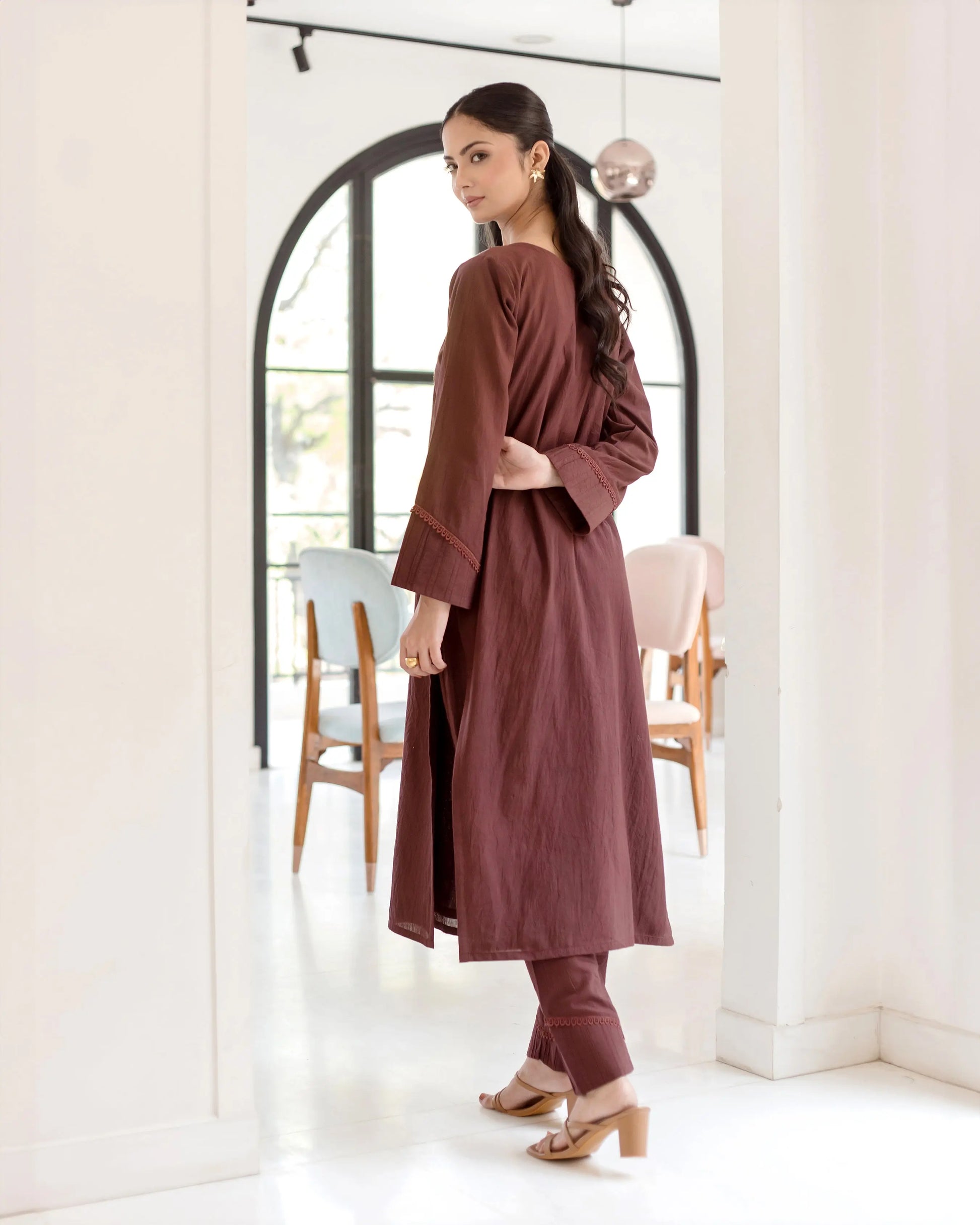 Sepia Bown Solid Cotton Coord Set My Store